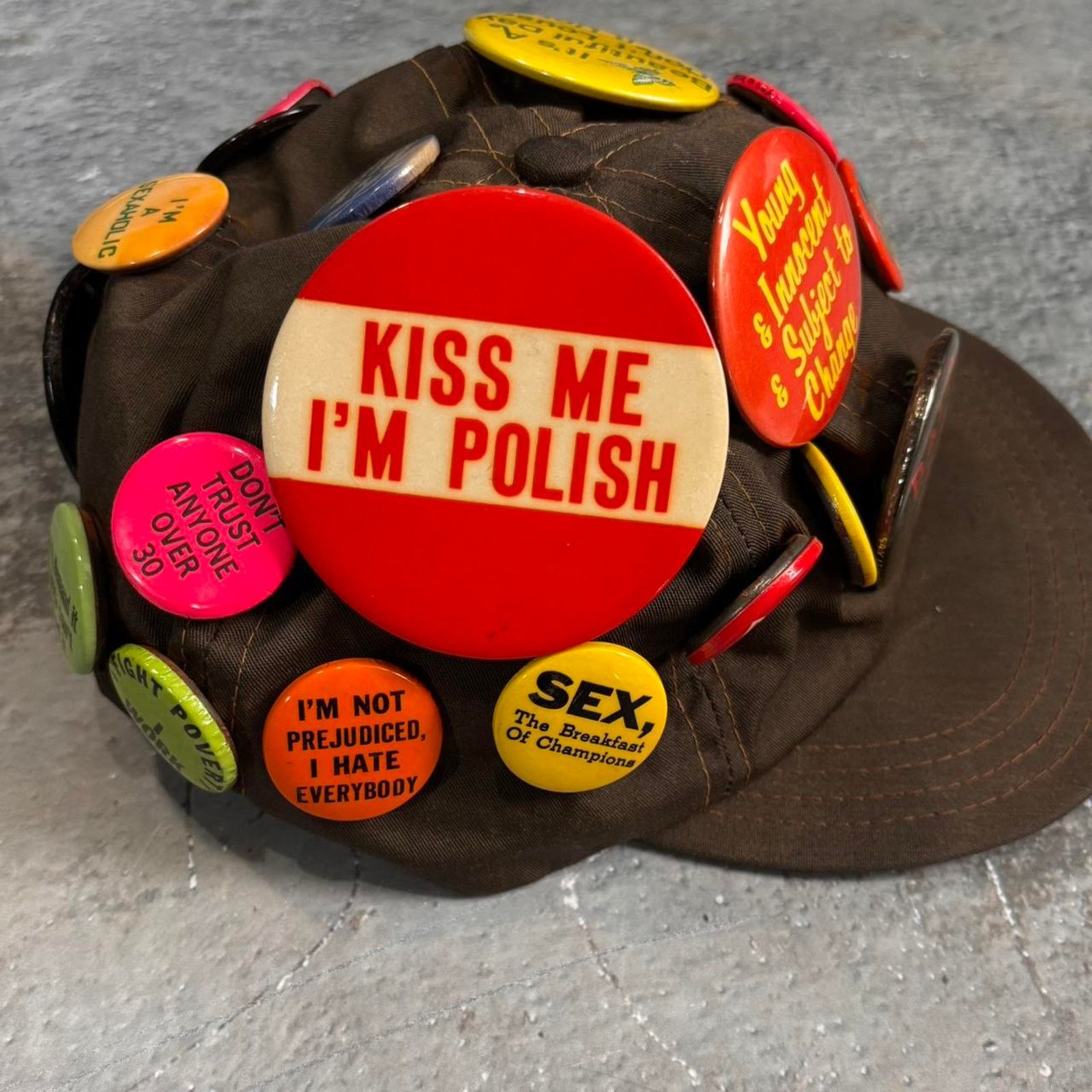 Vintage Vintage 60s 70s Pin Hat! Humor Funny Punk Pins. Polish Size ONE SIZE - 6 Thumbnail
