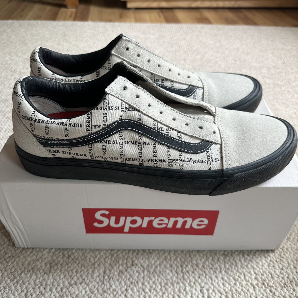Supreme × Vans Supreme Old Skool Pro “Grid White” Sneakers Size US 12 / EU 45 - 3 Thumbnail