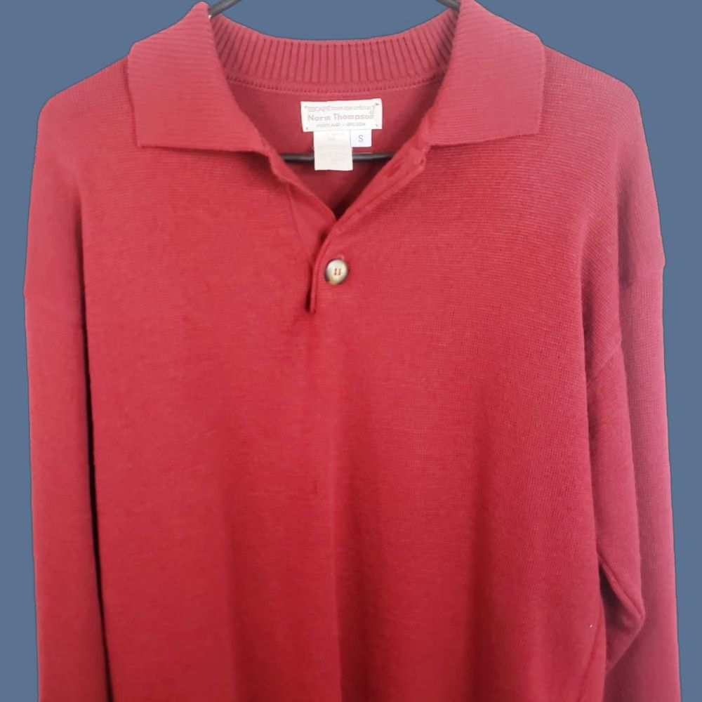 Jim Thompson Norm Thompson Merino Wool Sweater Men's S Red Pullover Collared Elbow Pads Shirt Crewneck? Size US S / EU 44-46 / 1 - 1 Thumbnail