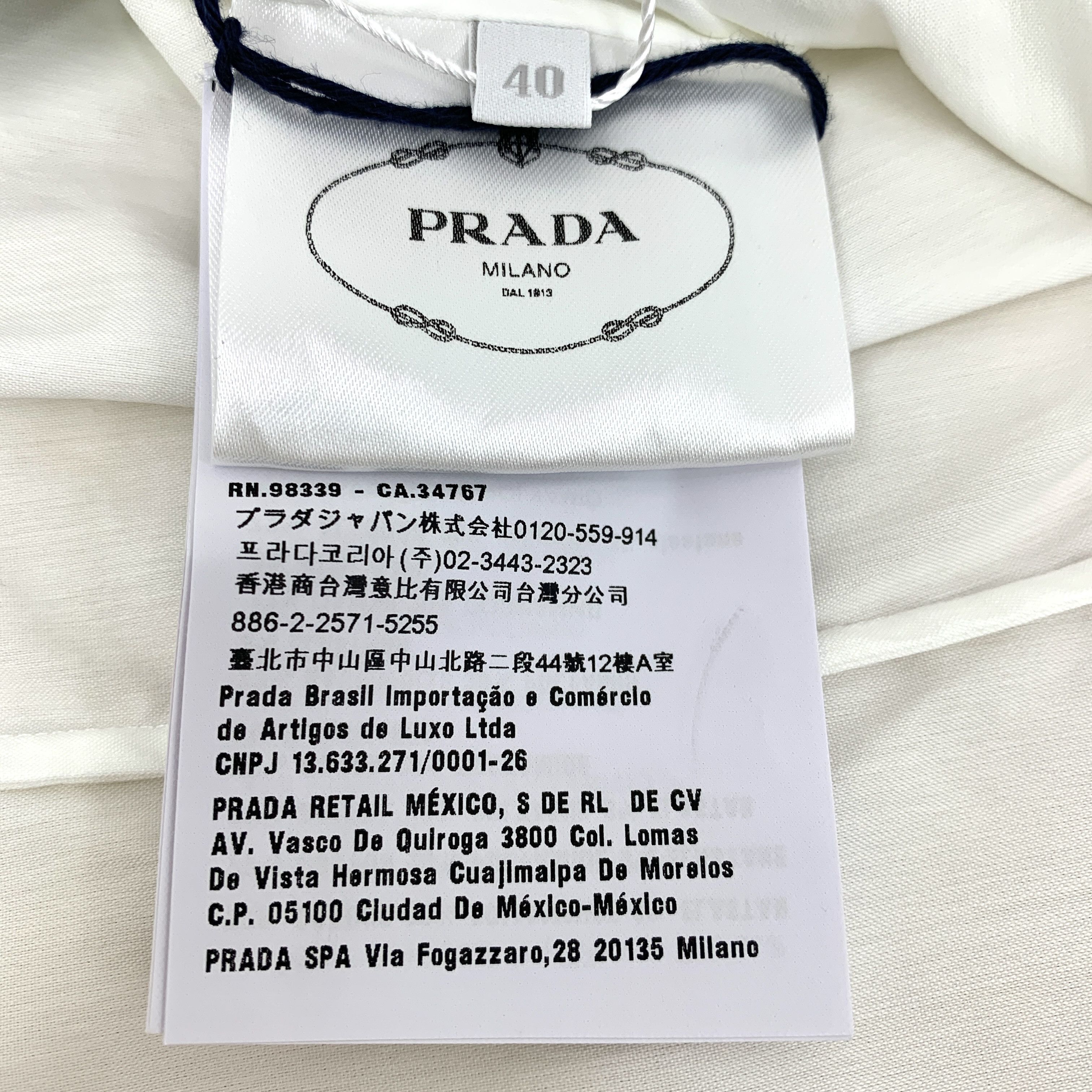 Prada CW0401 Prada Womens White Long-Sleeve Button-Up Shirt Size M / US 6-8 / IT 42-44 - 6 Thumbnail