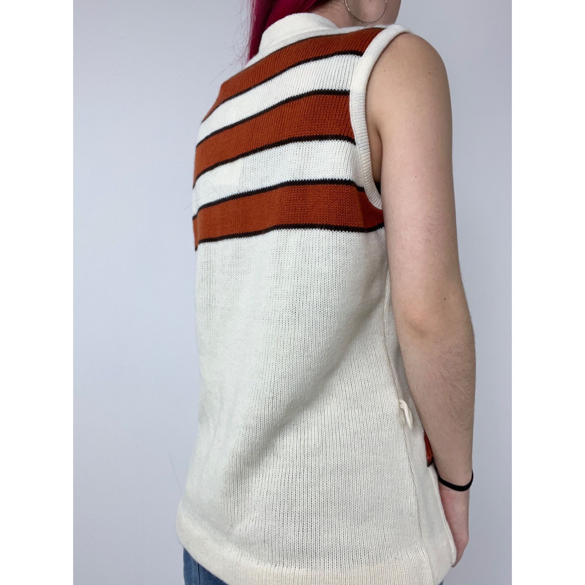 Other Vintage 80s Brown & White Cardigan Size L / US 10 / IT 46 - 2 Thumbnail