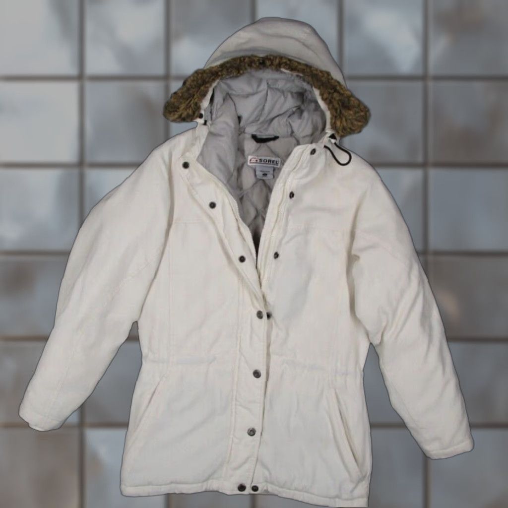 SOREL Sorel Women's Jacket Small White Down Full Zip Hooded Faux Fur Trim Gorpcore Size S / US 4 / IT 40 - 1 Thumbnail