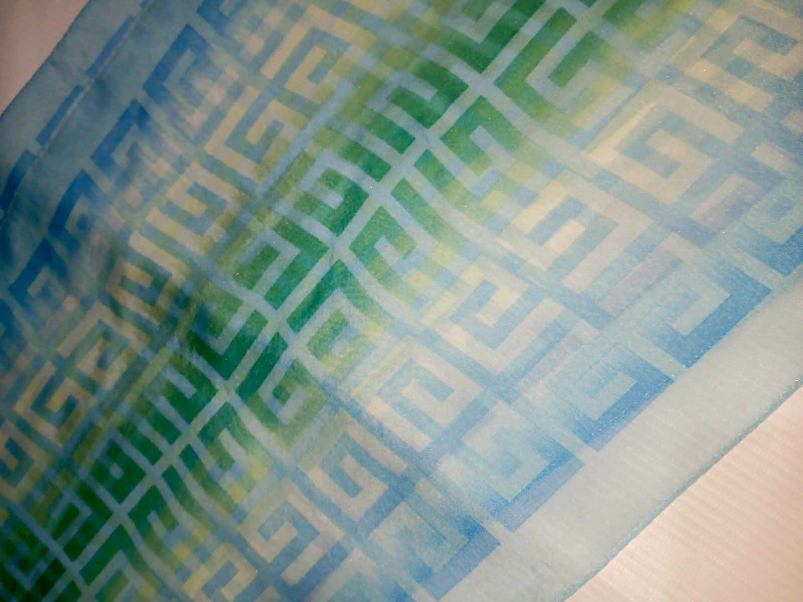 Givenchy GIVENCHY GG PARIS Monogram Blue Green Vintage Silk Scarf Size ONE SIZE - 4 Thumbnail