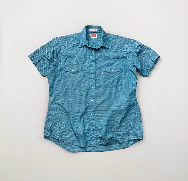 Levi's × Vintage 70s 80s Levi’s Pearl Snap Western Shirt Plaid Blue Cowboy Size US XL / EU 56 / 4 - 1 Thumbnail