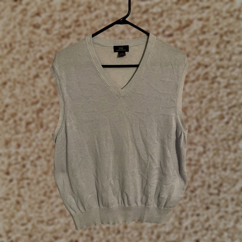 Brooks Brothers Brooks Brothers 346 Sweater Vest Light Blue Cotton Viscose V-Neck Men's XLarge Size US XL / EU 56 / 4 - 1 Thumbnail