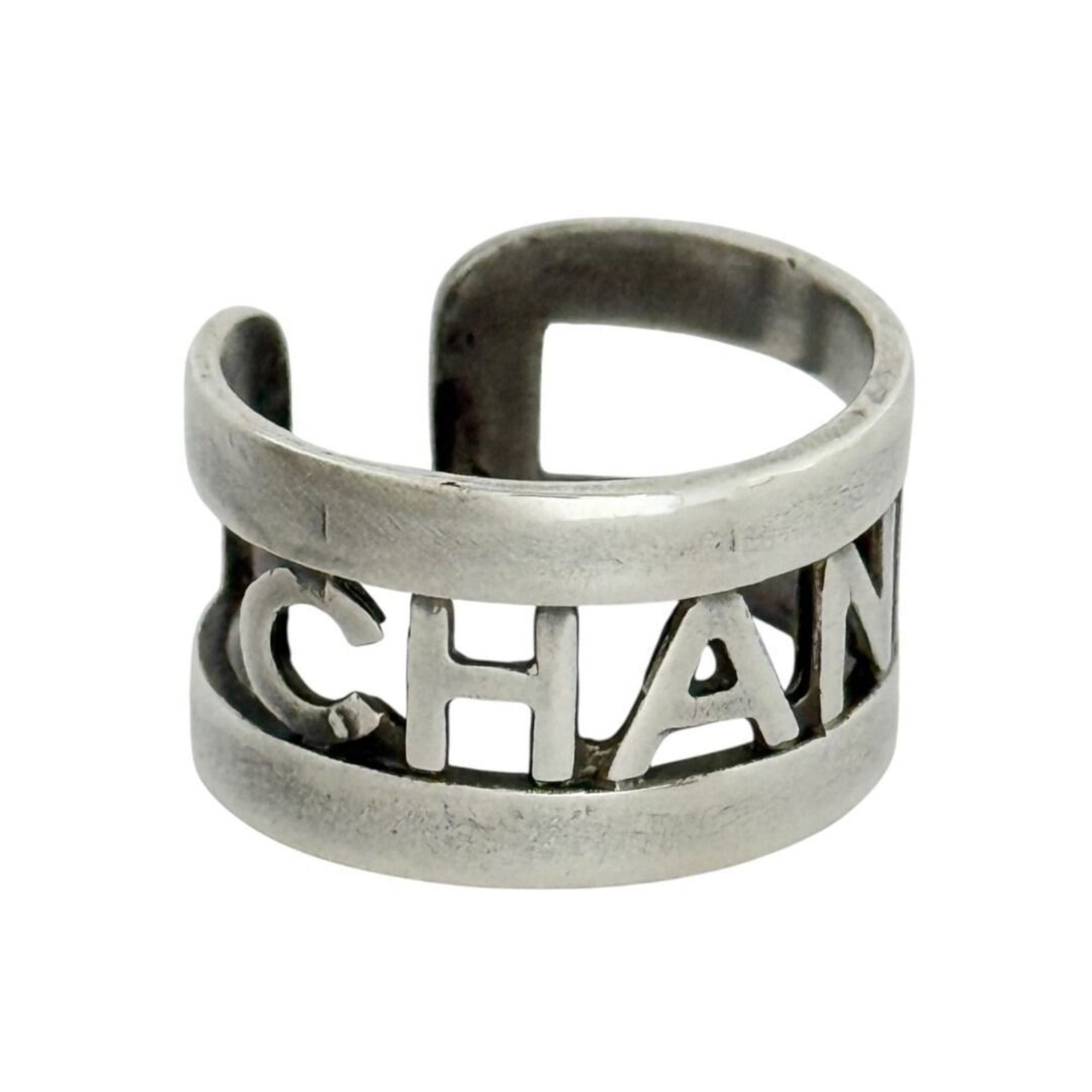 Chanel Chanel Women's Wide Logo Ring, Size 14, Antique Silver Size ONE SIZE - 1 Thumbnail