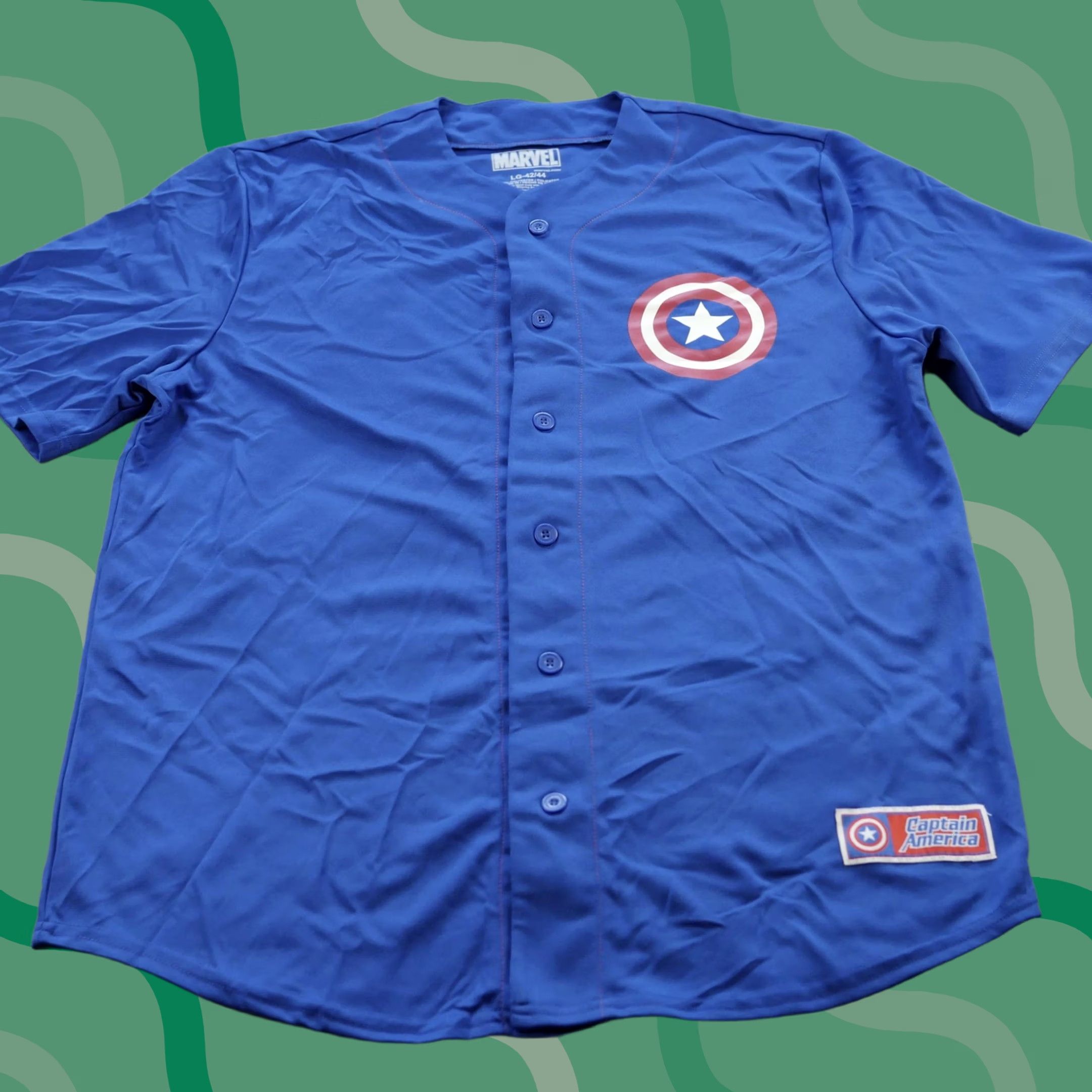 Vintage Marvel Captain America Shirt Mens Large Baseball Jersey Button Up Mad Engine Size US L / EU 52-54 / 3 - 1 Thumbnail