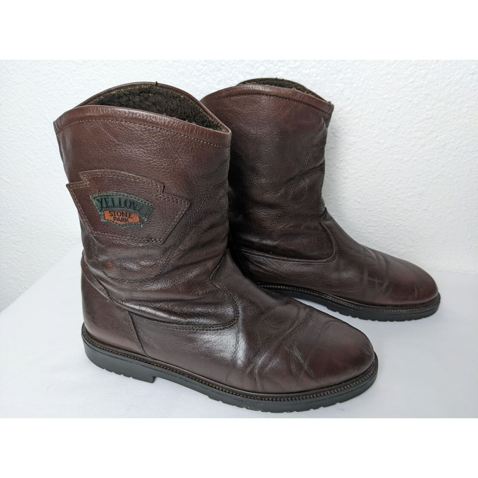 Other Vtg Sherpa Lined Pull On Leather Boot Yellowstone Park 44 Size US 11 / EU 44 - 2 Thumbnail