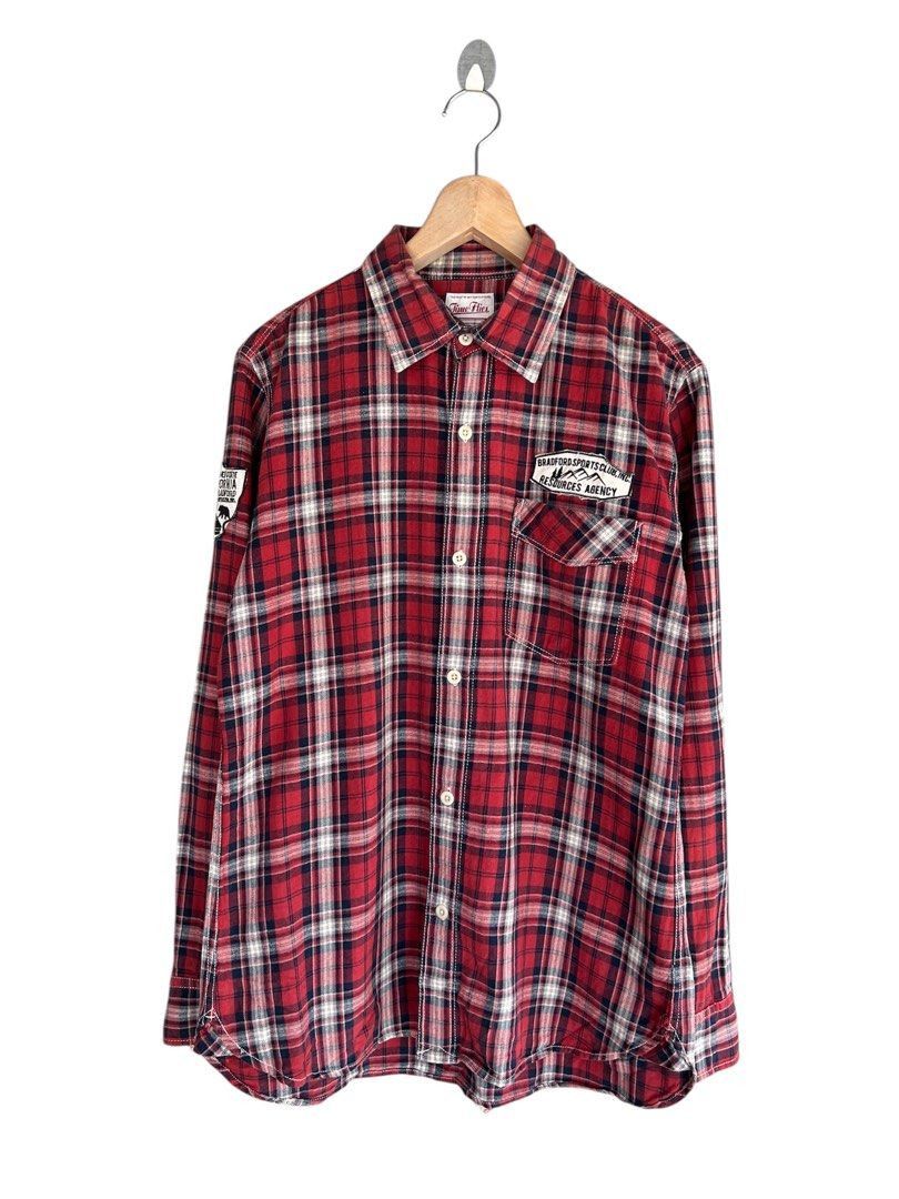 Japanese Brand Japanese Brand Time Flies Plaid Tartan Flannel Shirt 👕 Size US M / EU 48-50 / 2 - 1 Thumbnail
