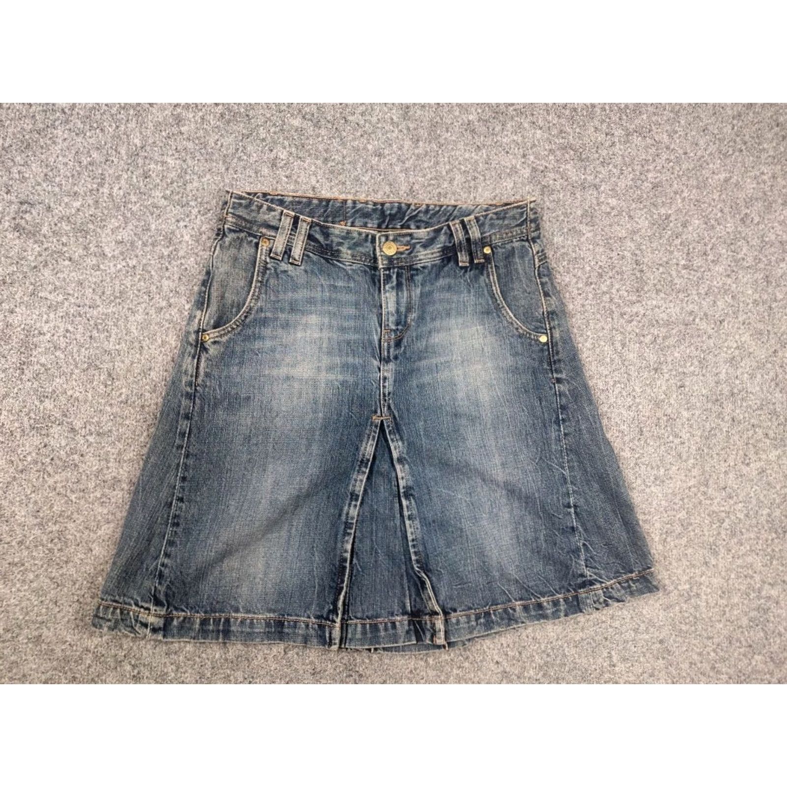 Levi's VINTAGE Levi's Y2K Style High-Rise A-Line Deconstructed Denim Blue Skirt Ladies XS Size 28" / US 6 / IT 42 - 5 Thumbnail