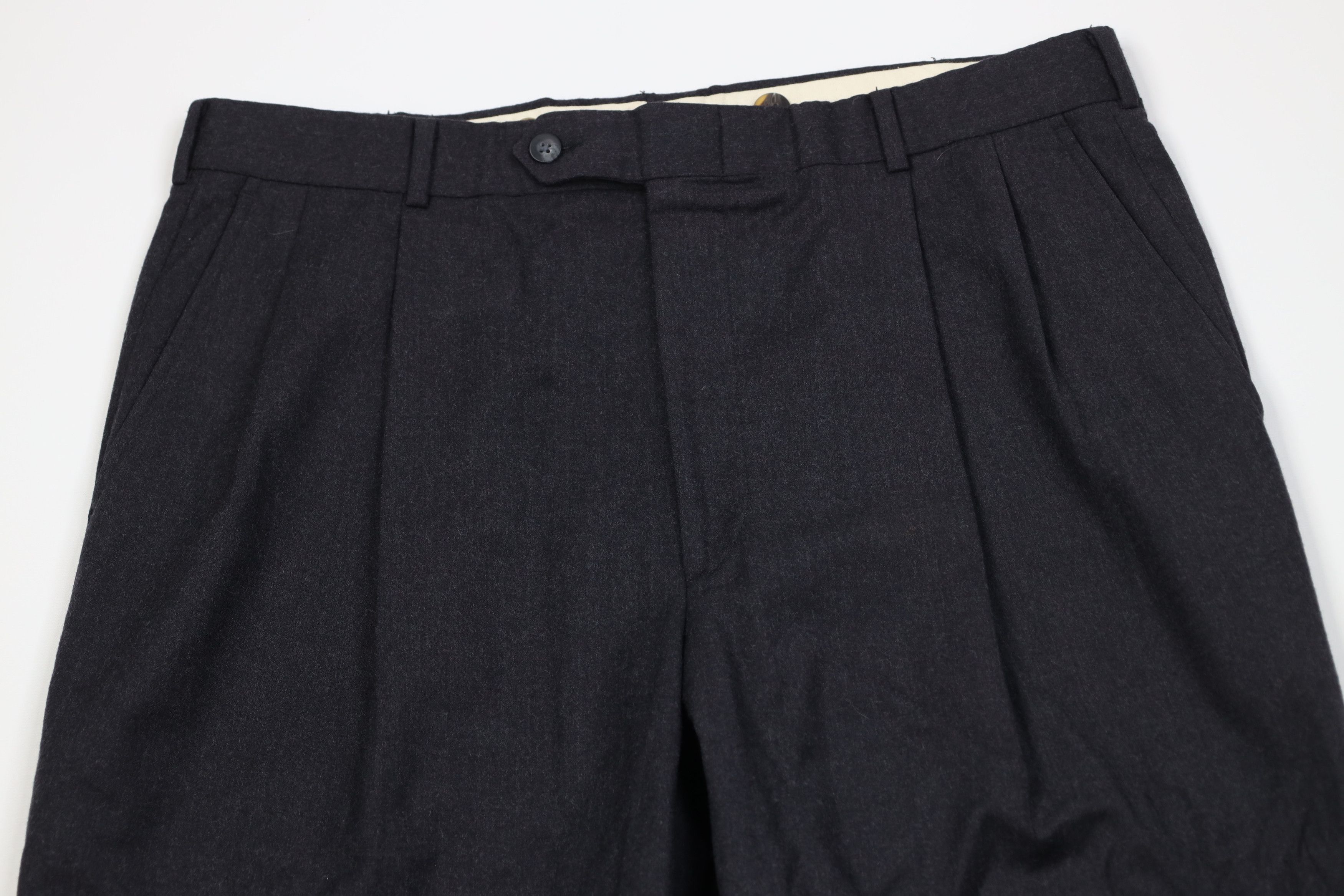 Vintage Vintage 90s Worsted Wool Wide Leg Chino Pants Dark Gray USA Size US 36 / EU 52 - 2 Thumbnail