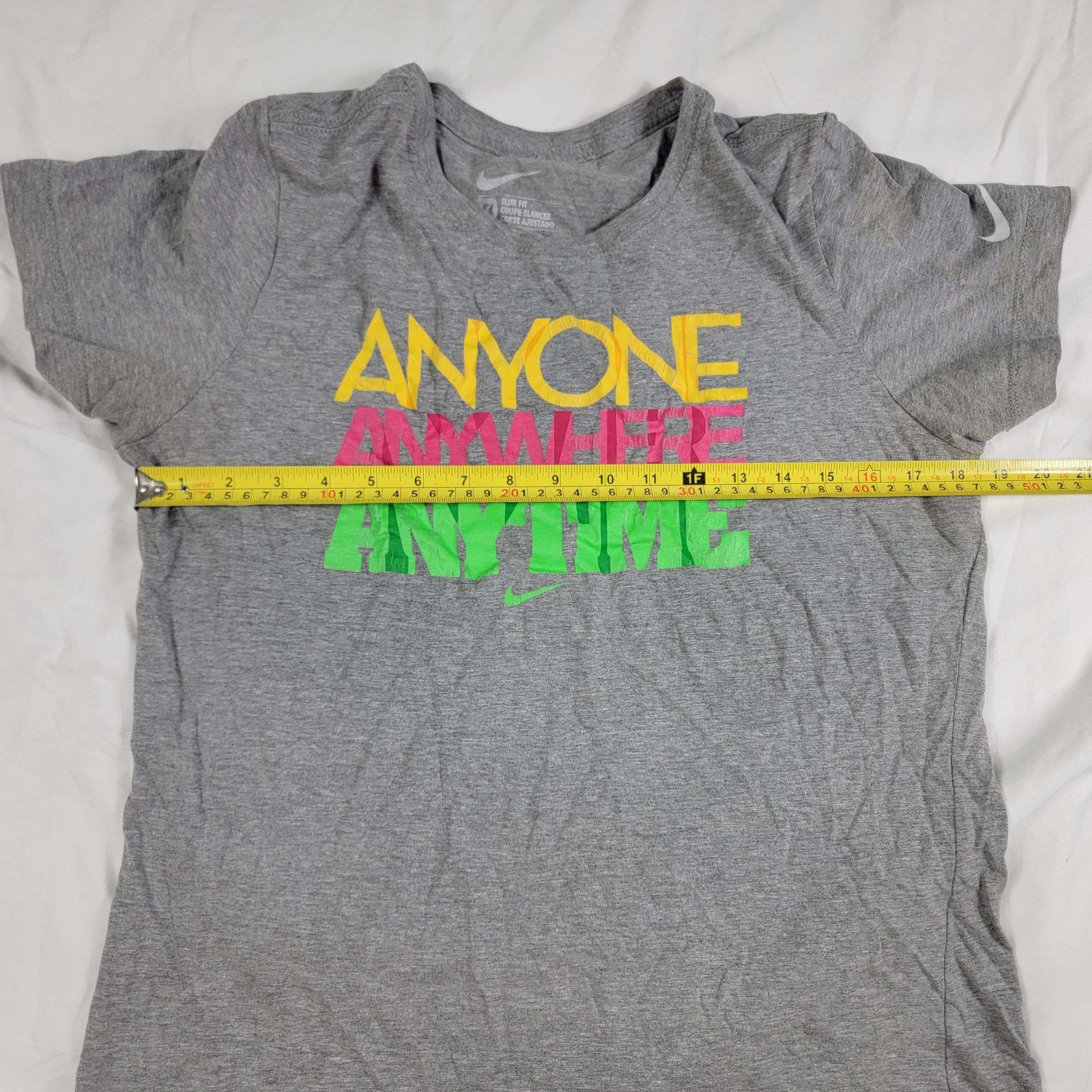 Nike Nike Womens XL Slim Fit Gray Shirt Anyone Anywhere Anytime A Size XL / US 12-14 / IT 48-50 - 5 Thumbnail