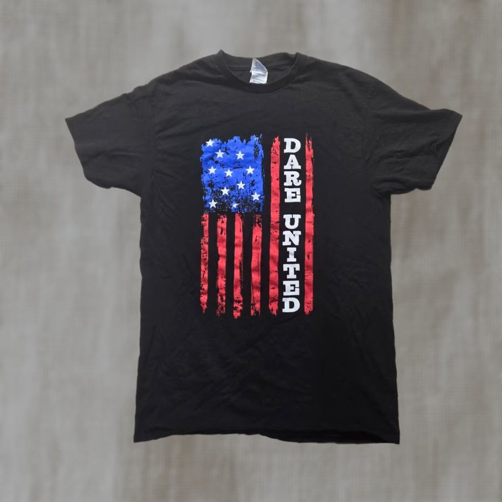 Fruit Of The Loom DARE United USA America Flag Tee Shirt Short Sleeve Adult Men's M Medium Black Cotton Logo Vintage Fruit of the Loom Shirt Size US M / EU 48-50 / 2 - 1 Thumbnail