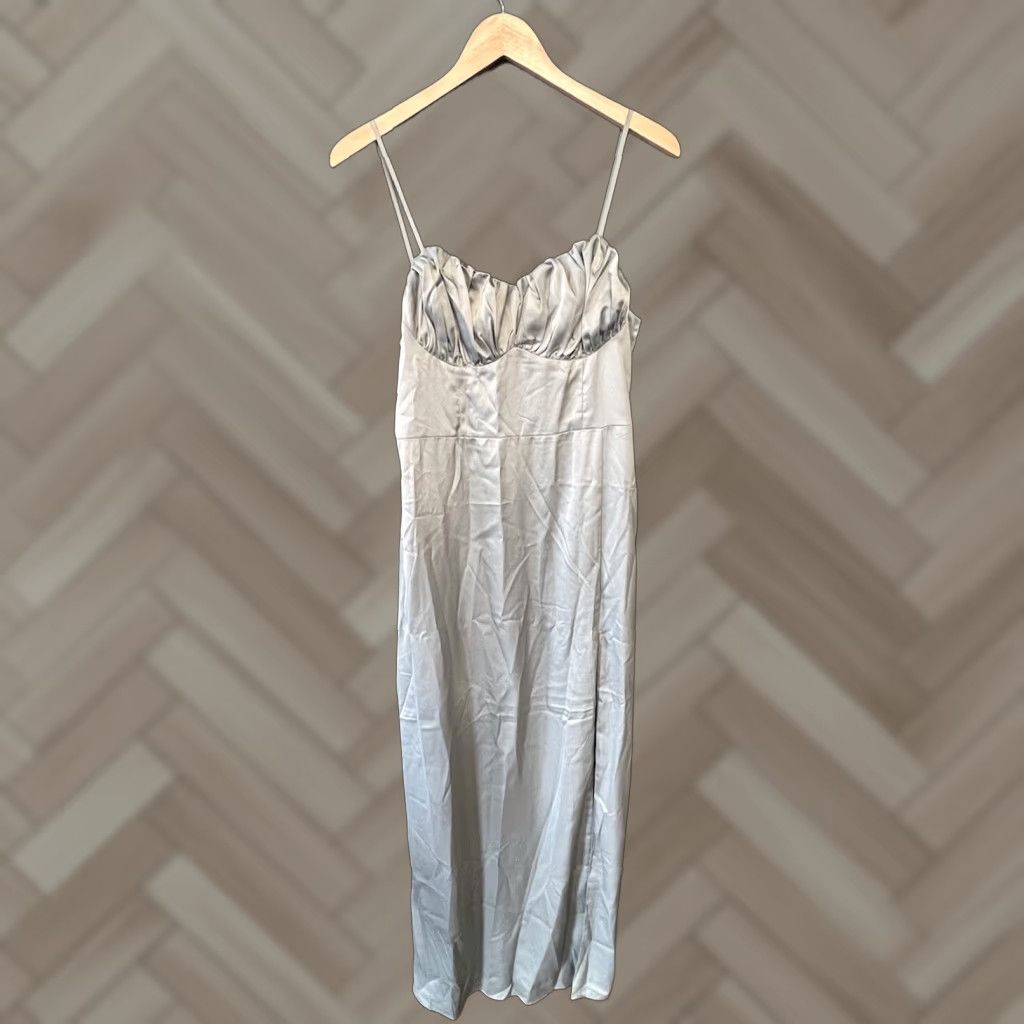 Lulus Lulus Womens Gray Sleeveless Midi Slip Dress NWT Size L Size L / US 10 / IT 46 - 1 Thumbnail