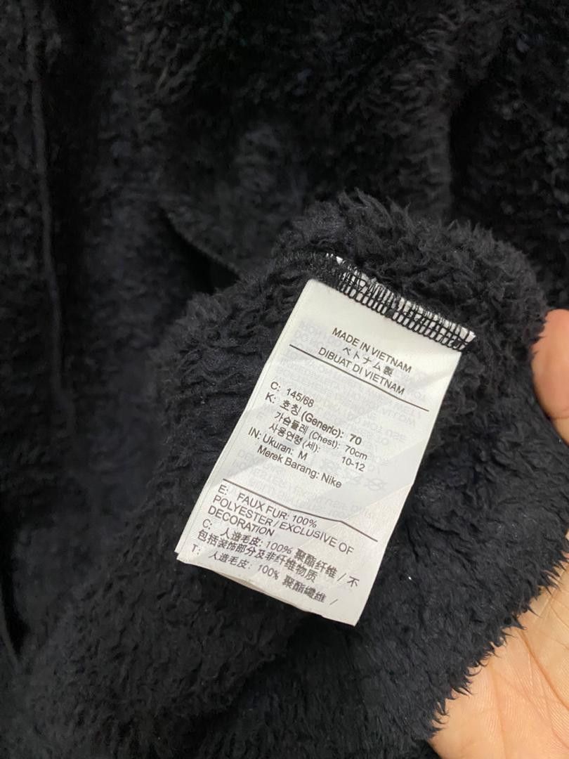 Japanese Brand Nike Girls Faux Fur Winterized Jacket Zip Front Black Size S / US 4 / IT 40 - 8 Thumbnail