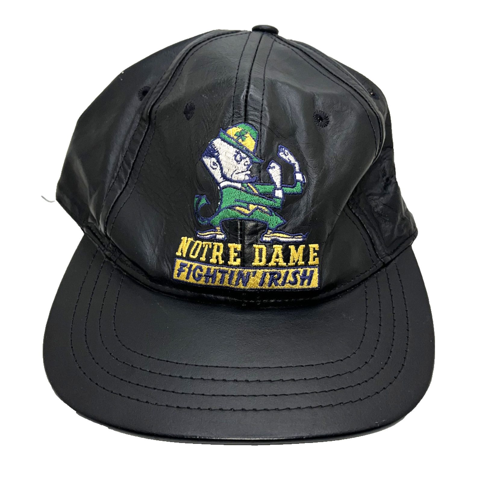 Jeff Hamilton Notre Dame Fighting Irish 90s Jeff Hamilton Leather Hat NCAA Size ONE SIZE - 8 Thumbnail