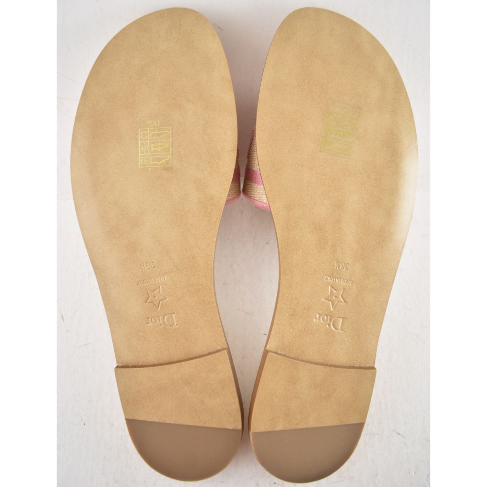 Dior Christian Dior Dway Pink Beige Raffia Logo Slide Sandal 38.5 Size US 8.5 / IT 38.5 - 13 Thumbnail
