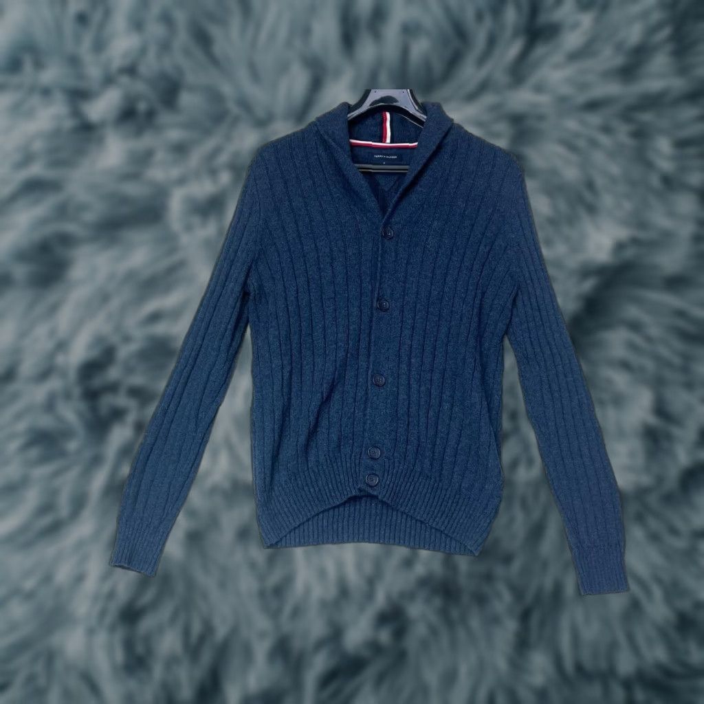 Tommy Hilfiger VINTAGE Tommy Hilfiger Mens Cable Knit Sweater Medium Blue Marine Pullover Size US M / EU 48-50 / 2 - 1 Thumbnail