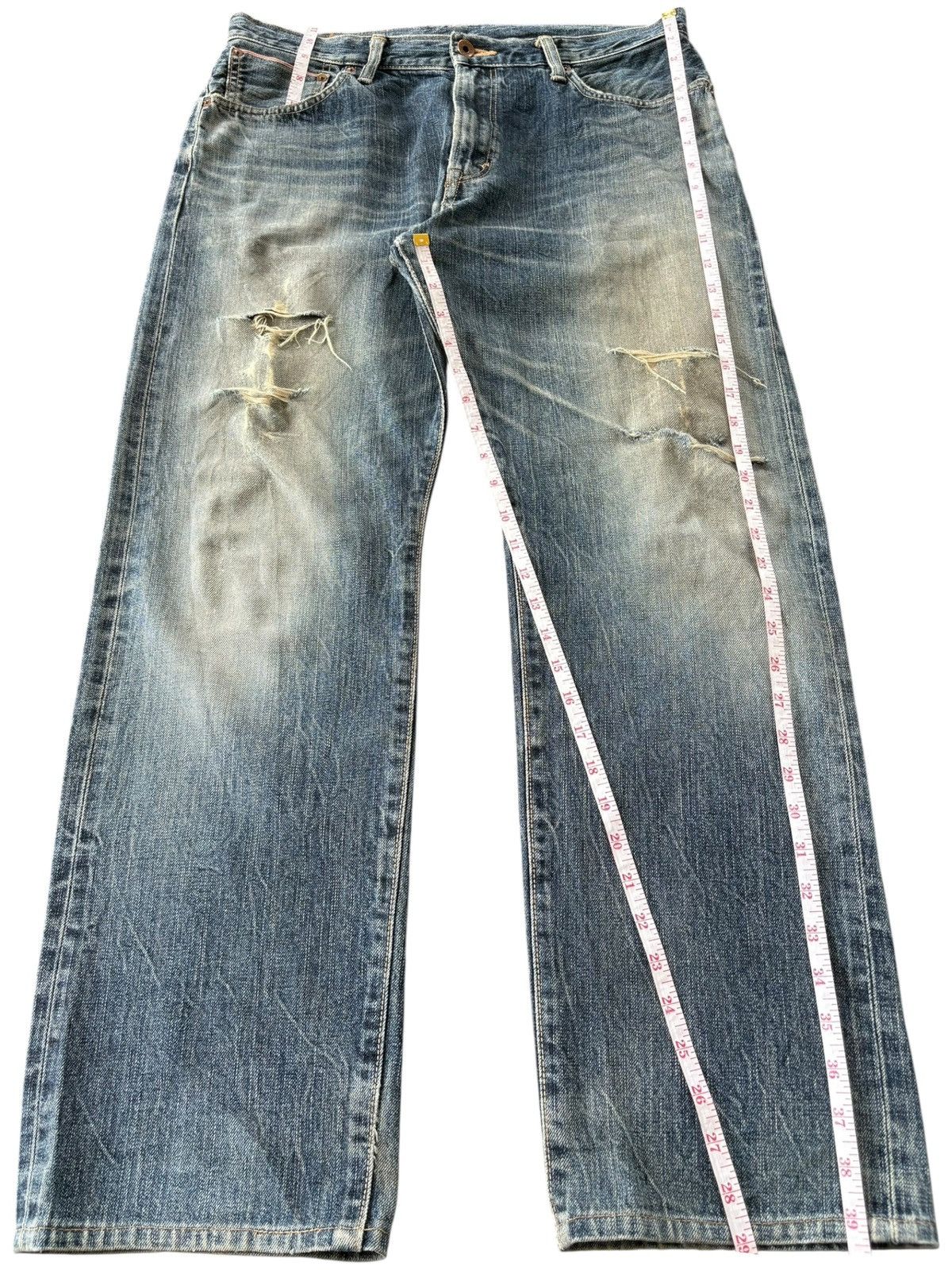 Edwin Vintage Edwin 505 Selvedge Distressed Baggy Jeans Size US 34 / EU 50 - 12 Thumbnail