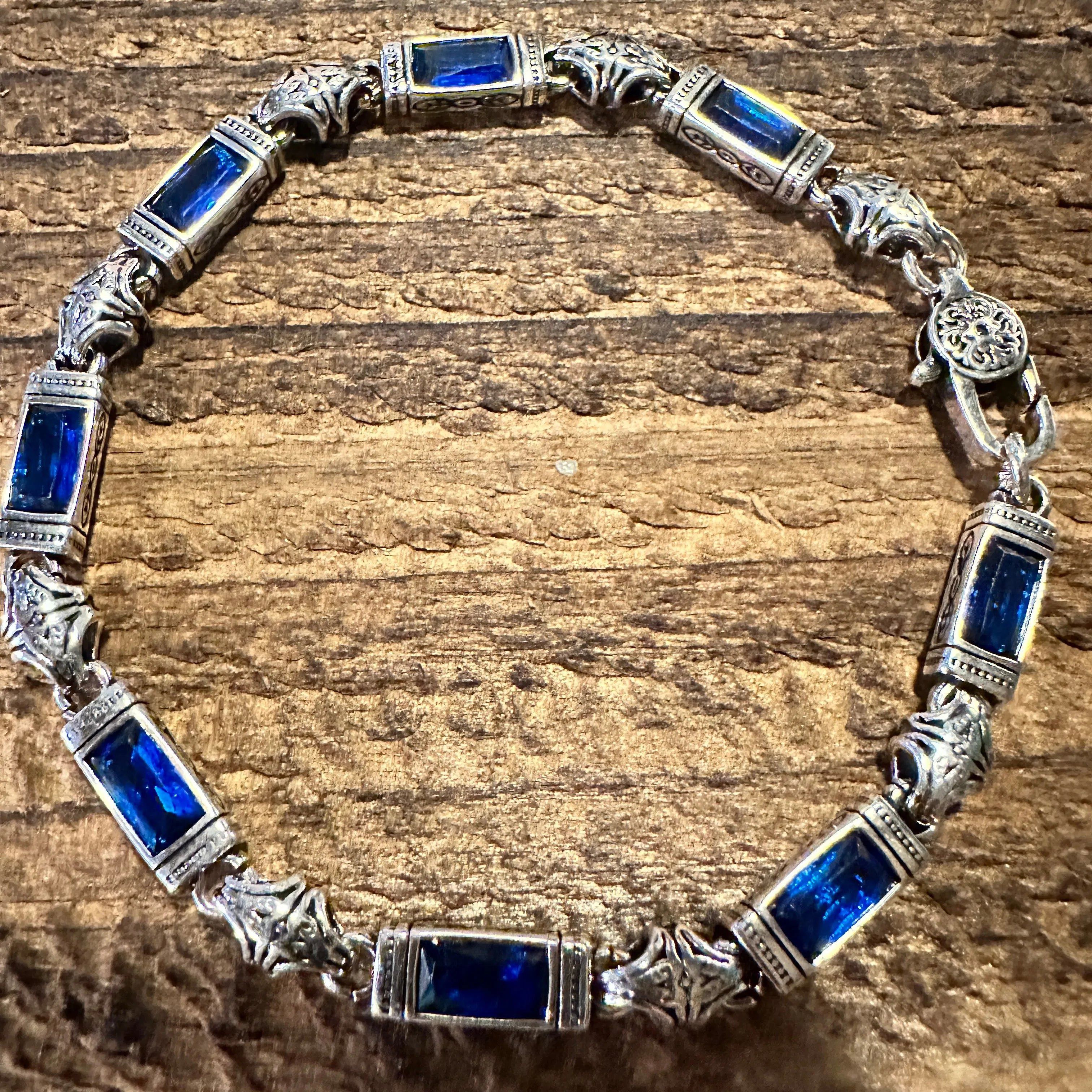 Other Boho Chic Woven Link Blue Crystal CZ Silver Bracelet, Lobste Size ONE SIZE - 3 Thumbnail