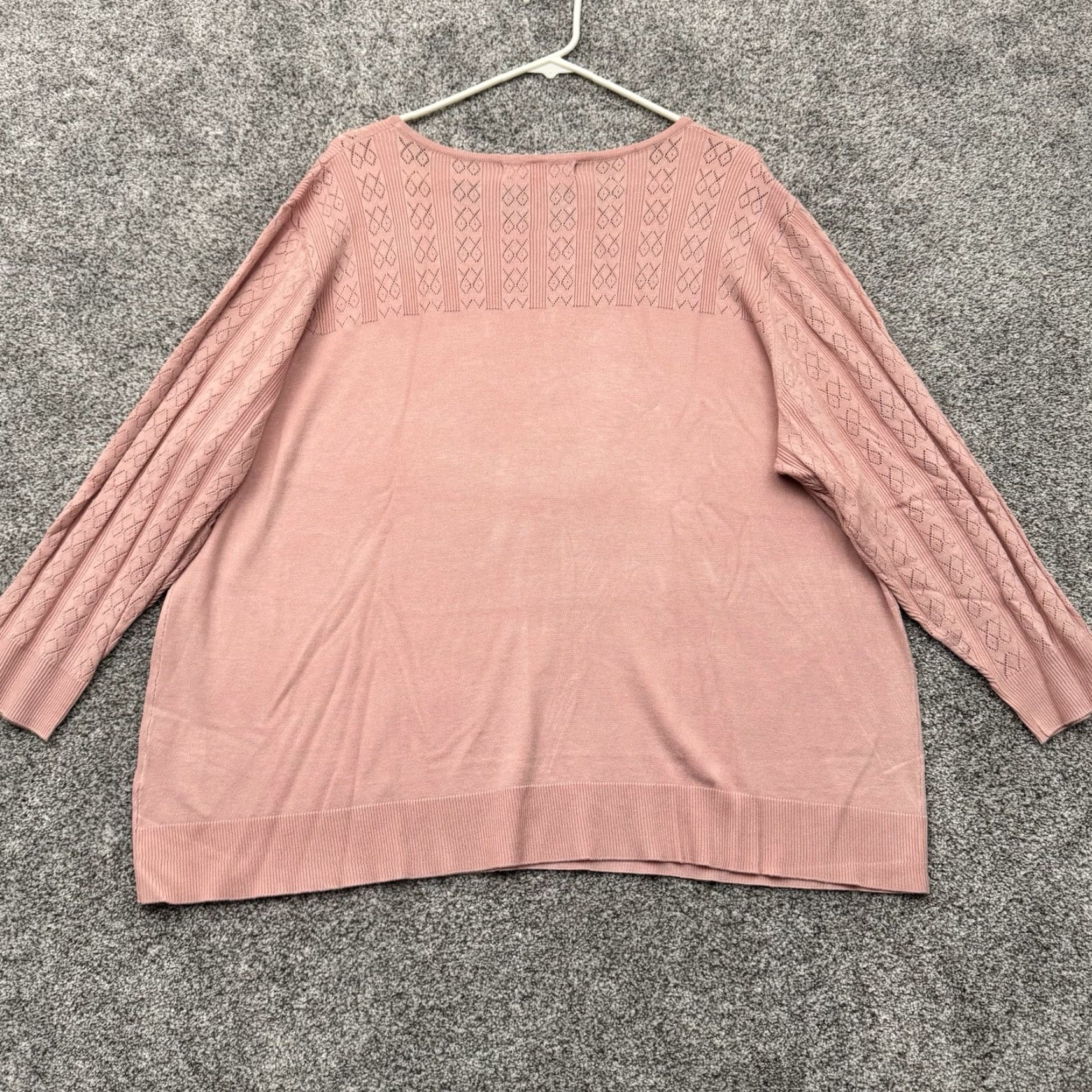 Vintage Emaline Grandmacore Sweater Women 3X Plus Cottagecore Knitted Lace 2010s Feminine Pastel Pink Size XXL / US 16-18 / IT 52-54 - 5 Thumbnail
