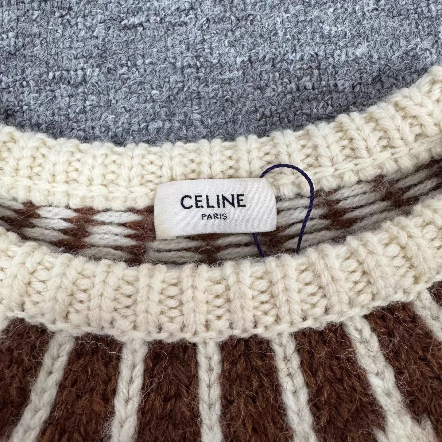 Celine Celine Caramel Fair Isle Crew Short Sweater XS Size XS / US 0-2 / IT 36-38 - 5 Thumbnail