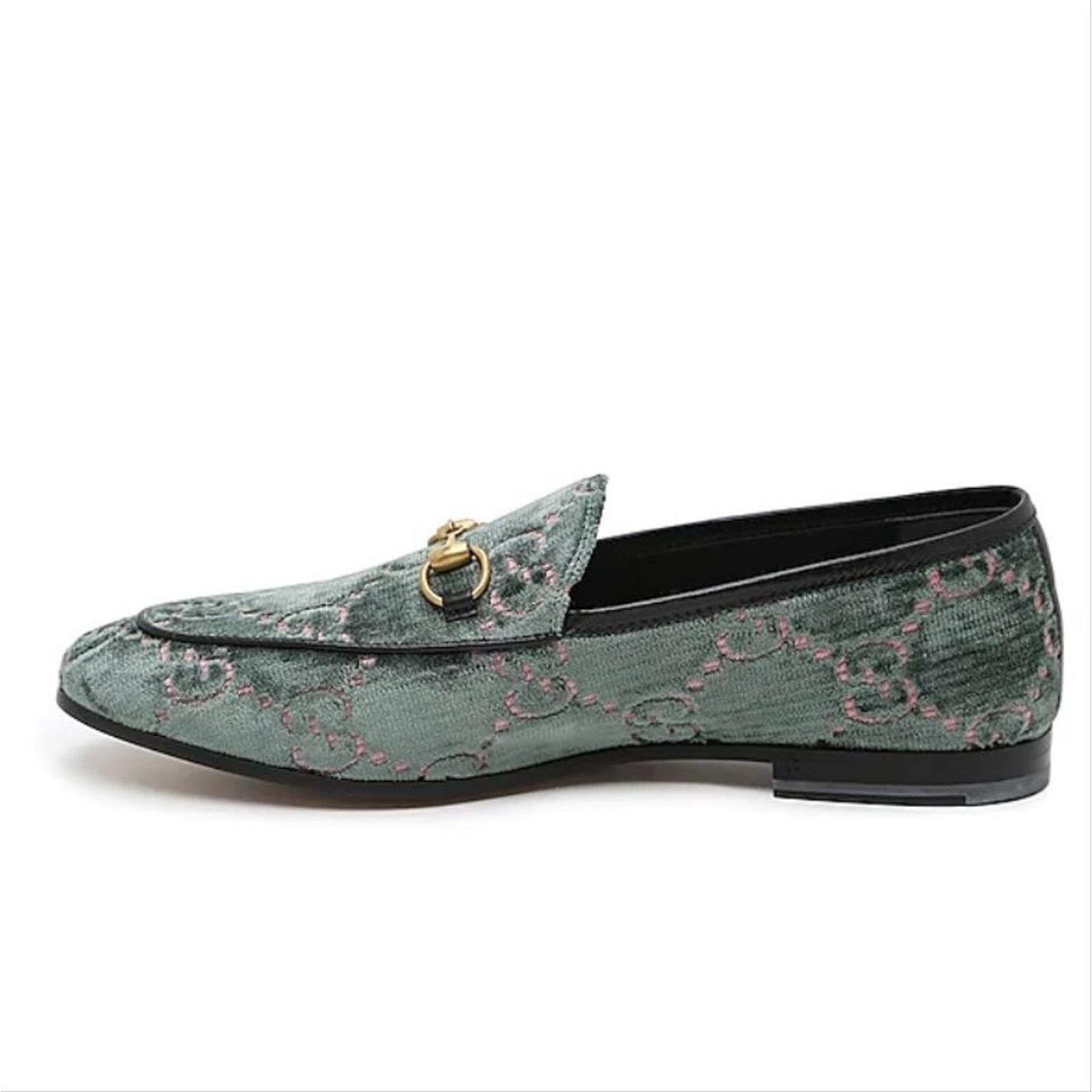 Gucci Jordaan horsebit GG logo velvet leather loafers flats Size US 6.5 / IT 36.5 - 4 Thumbnail