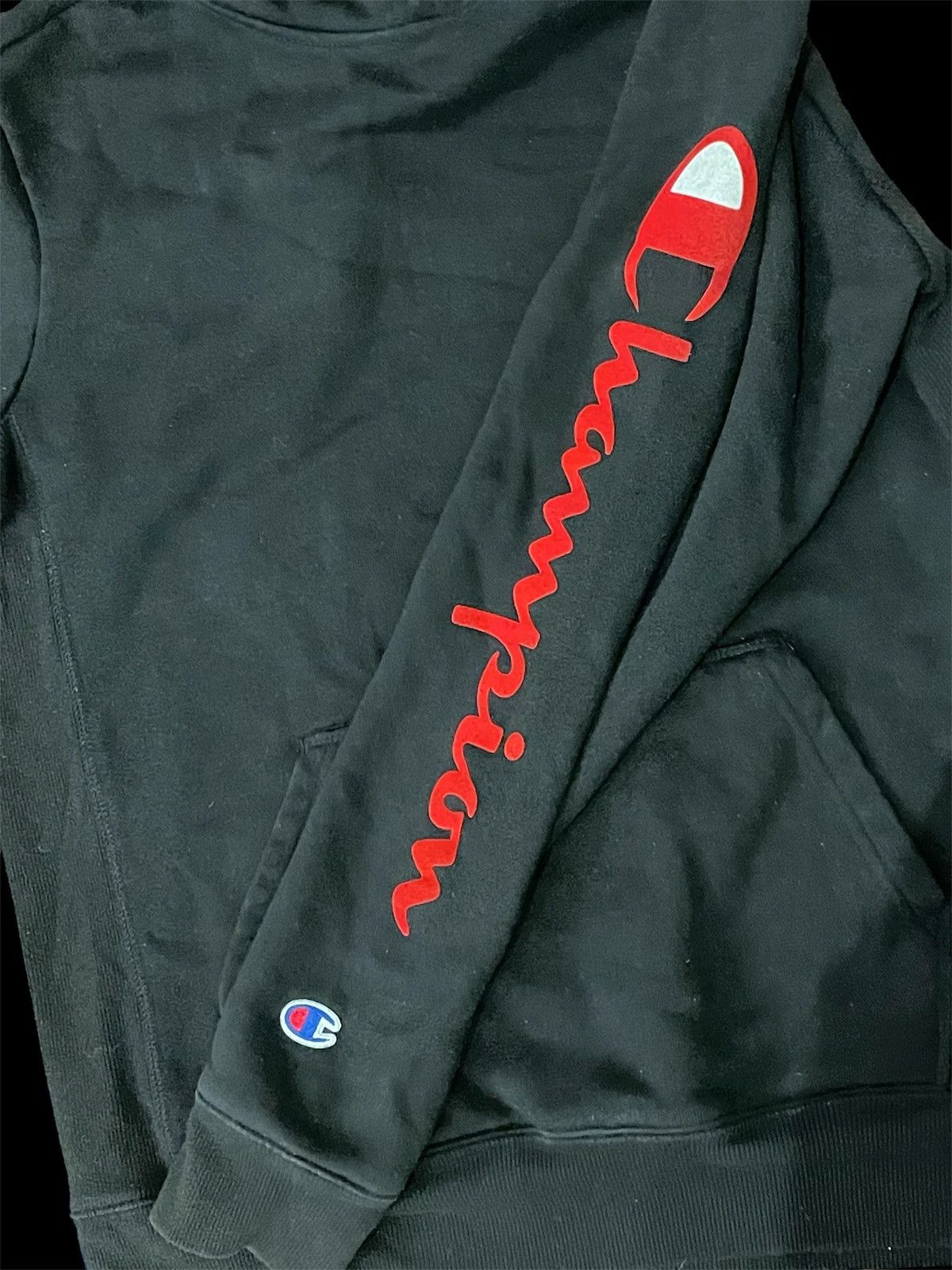 Champion Y2K Champion Logo Sleeves Black Long Sleeve Hoodie Size US L / EU 52-54 / 3 - 3 Thumbnail