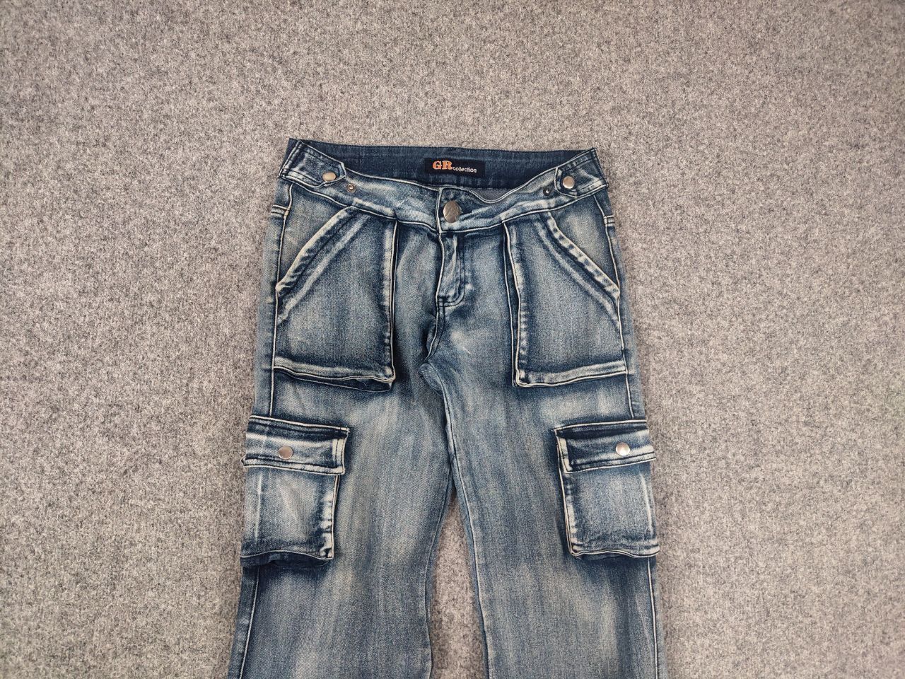 Le Grande Bleu (L.G.B.) GR Vintage Faded Y2K lGB Y2K Opium Style Cargo Flared Jeans Size 30" / US 8 / IT 44 - 7 Thumbnail