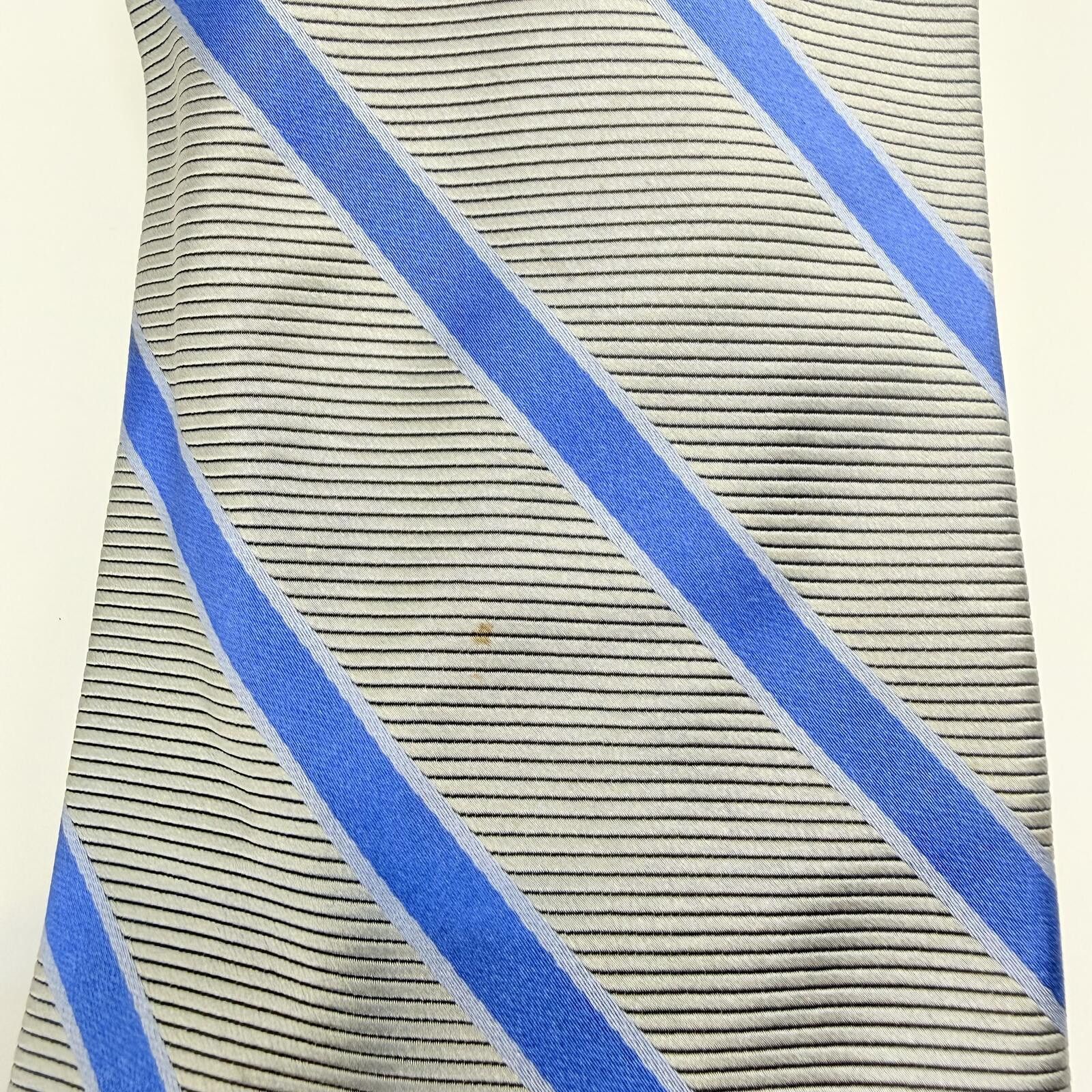 Brooks Brothers Brooks Brothers Tie Men's Silver Blue Stripe 100% Silk Size ONE SIZE - 2 Thumbnail