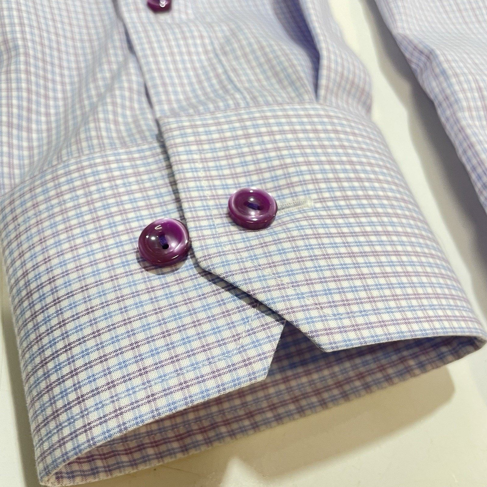 Eton Eton Classic Dress Shirt Purple/Blue Check Collar 44 17.5 Size US L / EU 52-54 / 3 - 2 Thumbnail