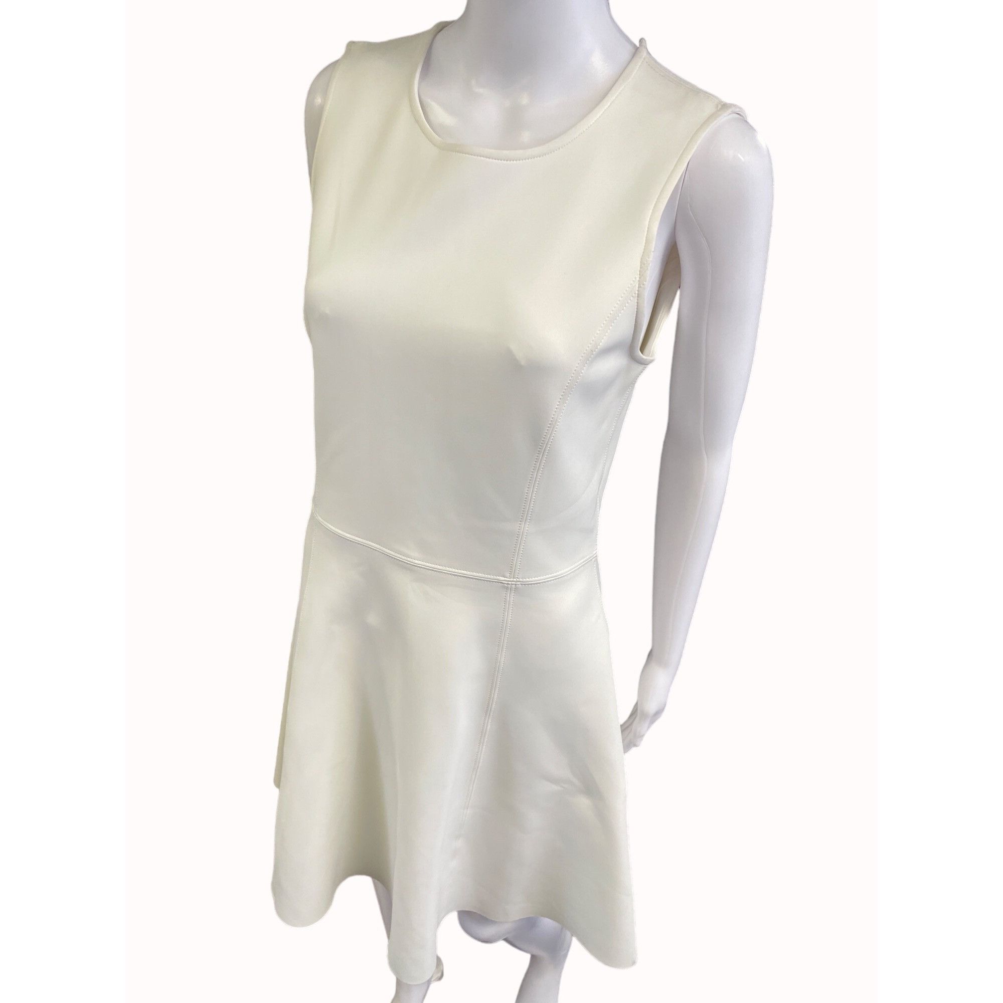 Theory Theory Women's White Sleeveless Dress Fit & Flare Mini Size Size L / US 10 / IT 46 - 2 Thumbnail