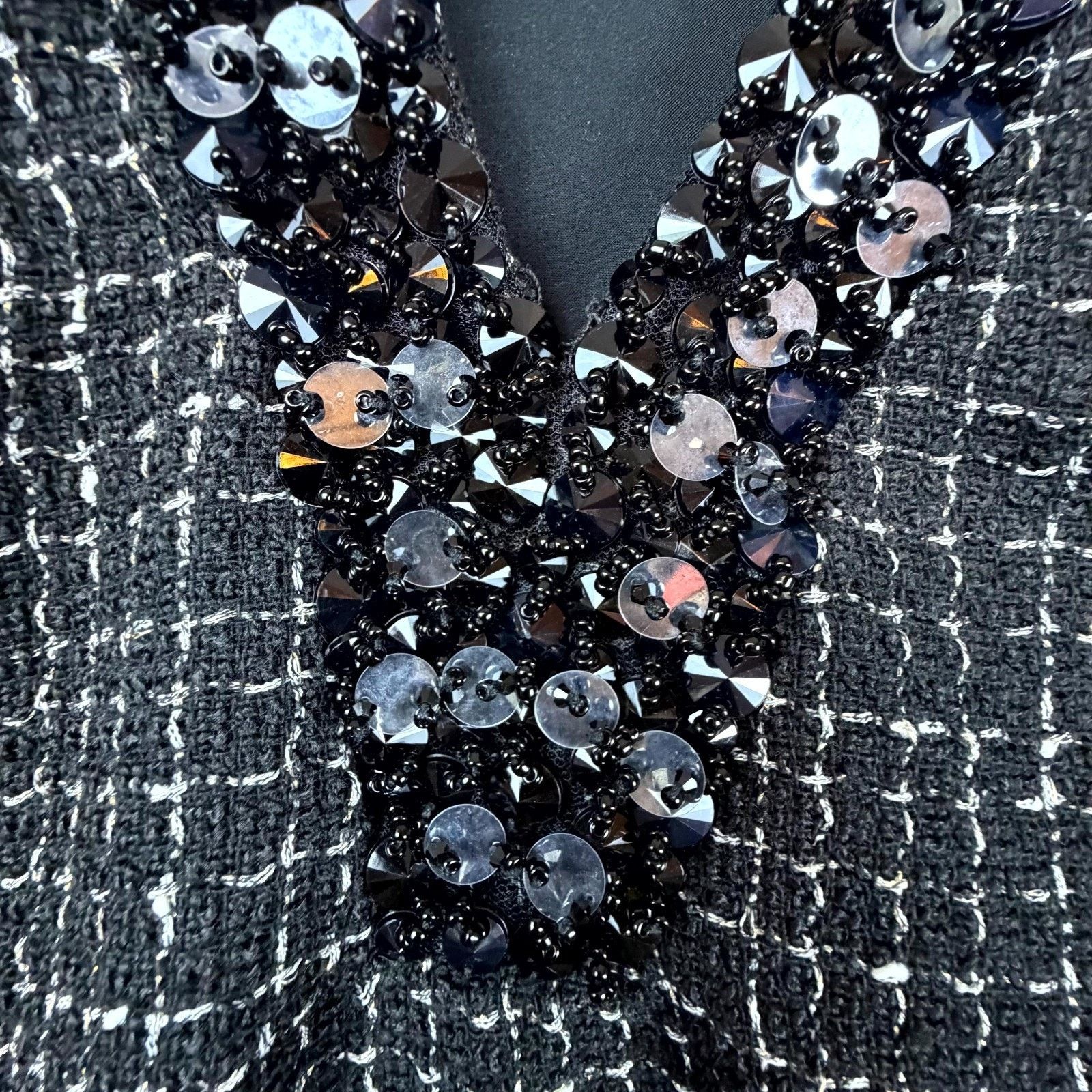 Anthropologie Anthropologie Maeve Dress XS Black Sequin Old Money Academia Size XS / US 0-2 / IT 36-38 - 3 Thumbnail