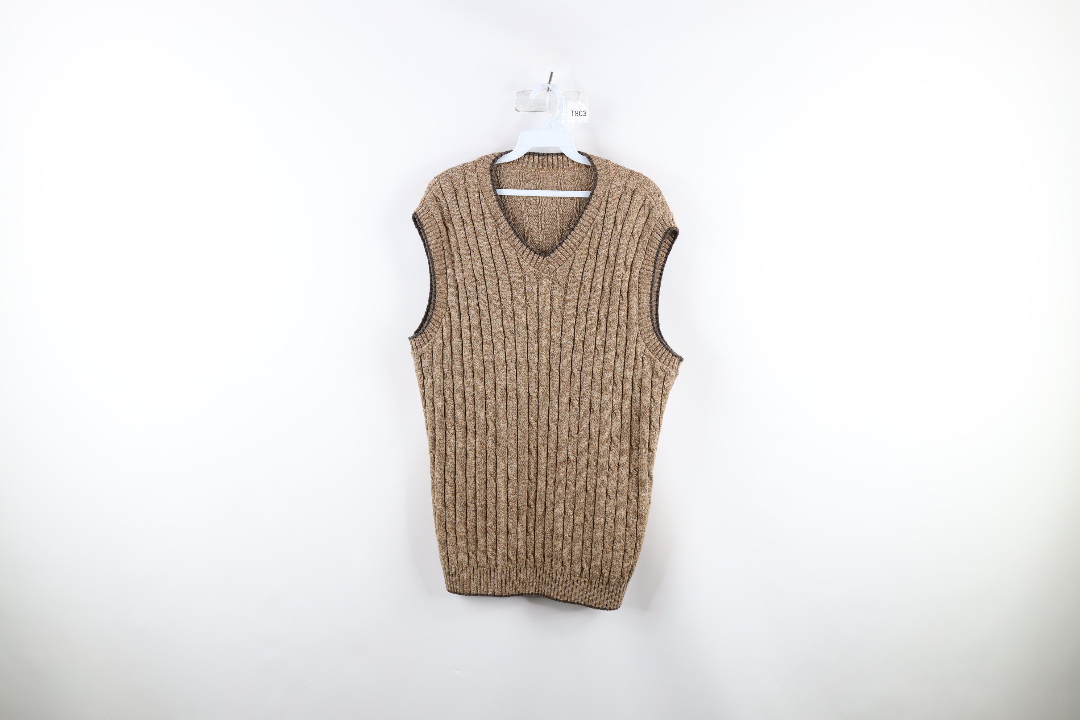 Vintage Vintage 90s Streetwear Ribbed Cable Knit V-Neck Sweater Vest Size US M / EU 48-50 / 2 - 1 Thumbnail