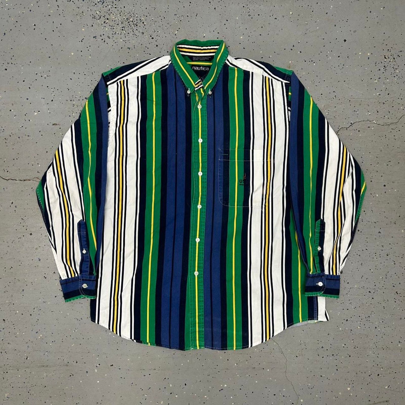 Nautica VTG/Y2K Nautica Green striped button-up long sleeve shirt Size US L / EU 52-54 / 3 - 1 Thumbnail