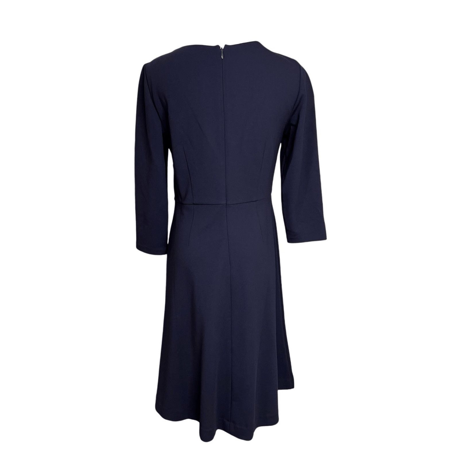 Other Talbots Petite 50s Scarf Dress Blue Ponte Fit & Flare 4P Size S / US 4 / IT 40 - 4 Thumbnail