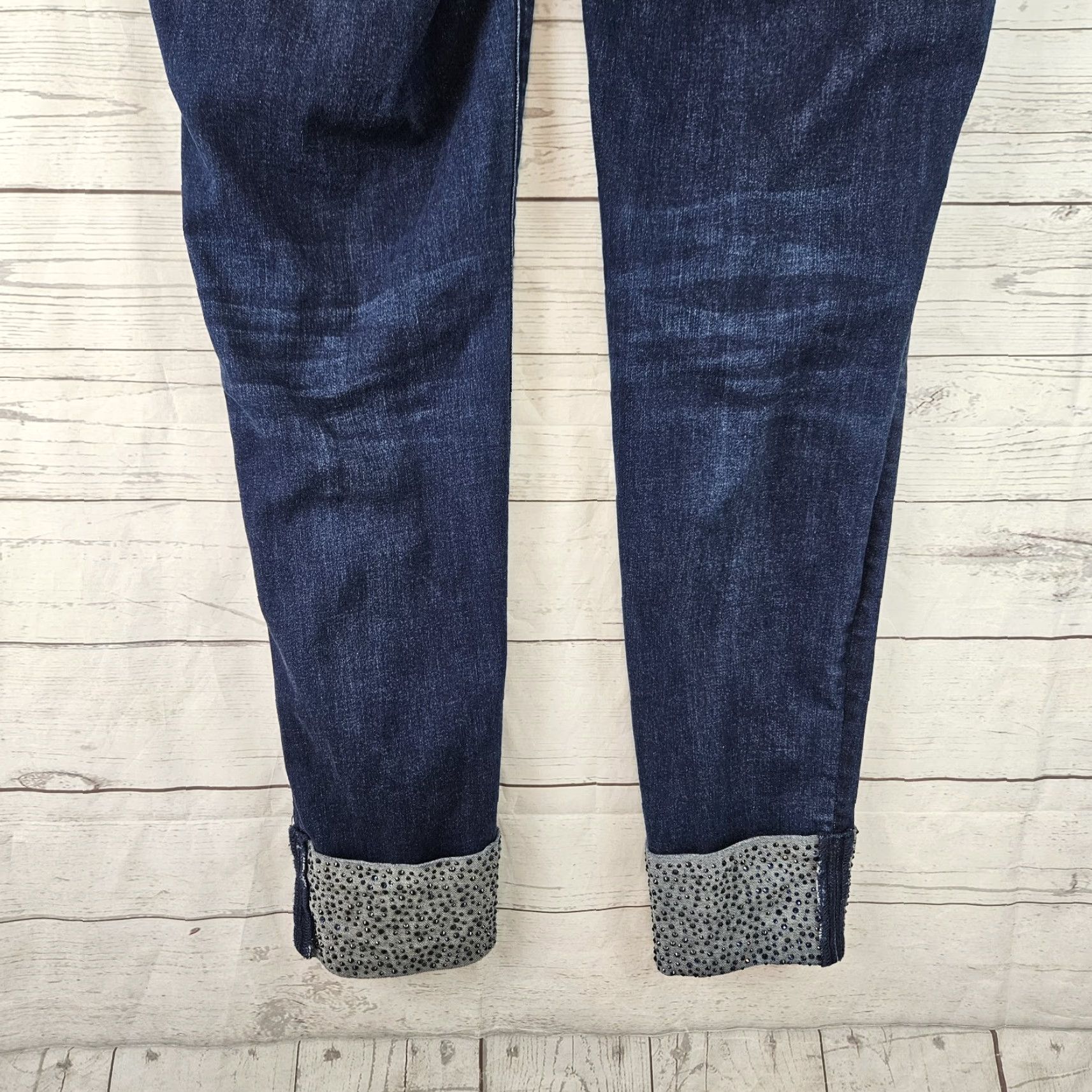 Vintage Chico's Womens Jegging Ankle Jeans Blue 10 Tall Pull On Cuffs Embellished Jeans Accessories Womens Size 32" / US 10 / IT 46 - 5 Thumbnail