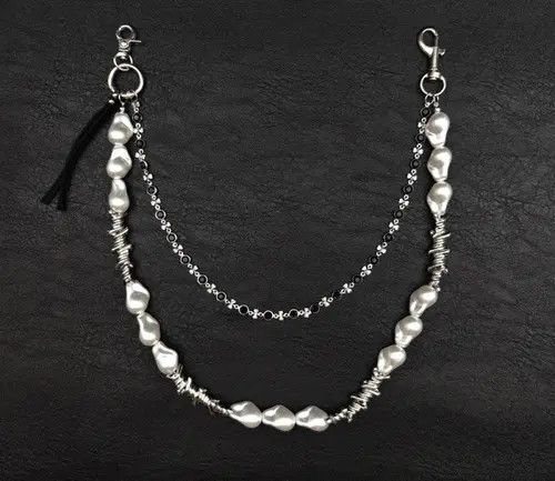 Jewelry Elegant Pearl and Silver Layered Wallet Chain Size ONE SIZE - 1 Thumbnail