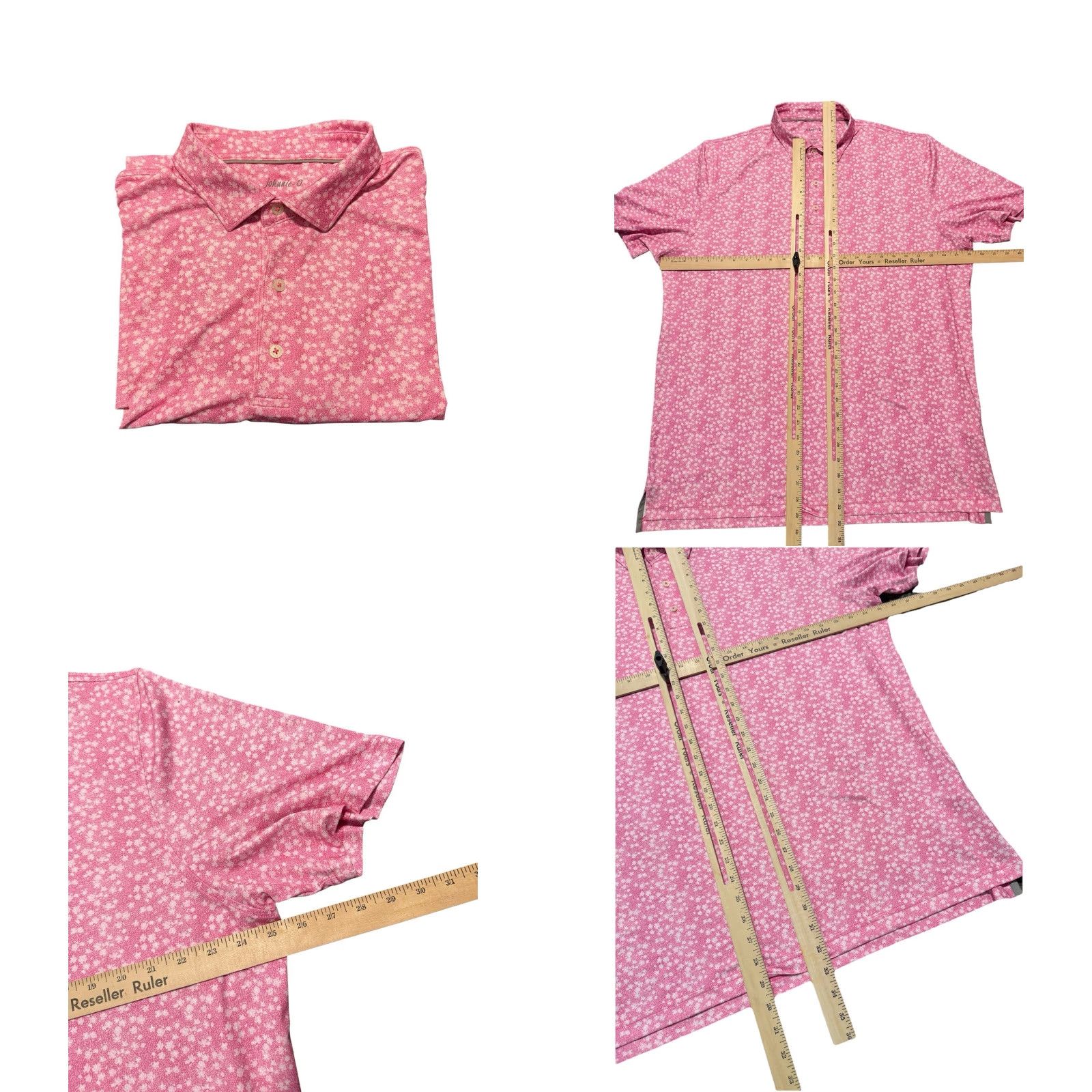 johnnie-O Johnnie O Polo Shirt Mens XL Pink Floral Print Short Sleeve Golf Stretch Size US XL / EU 56 / 4 - 9 Thumbnail