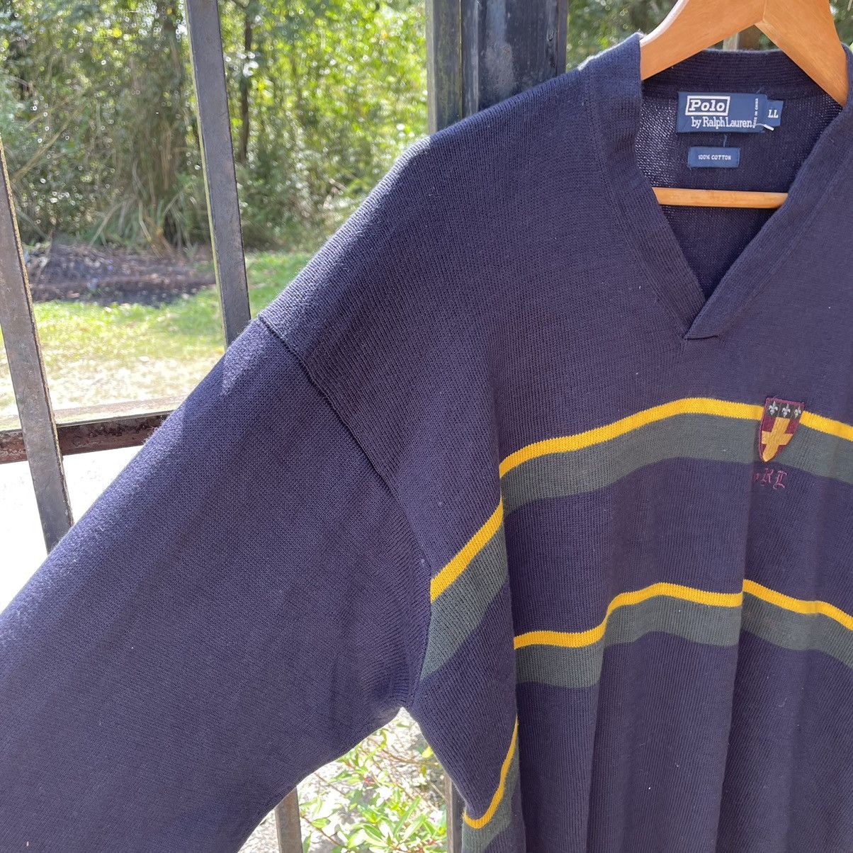 Polo Ralph Lauren × Ralph Lauren × Vintage 🔥Vintage Polo Ralph Lauren Center Striped Pullover Knitwear Size US L / EU 52-54 / 3 - 6 Thumbnail