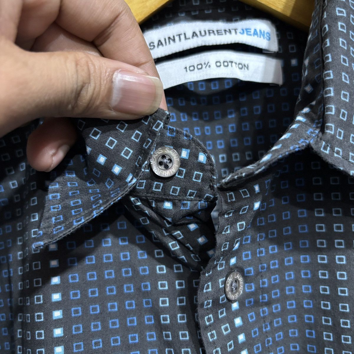 Yves Saint Laurent Saint Laurent Jeans YSL vtg mens Blue Plaid Short Sleeve Size US S / EU 44-46 / 1 - 4 Thumbnail