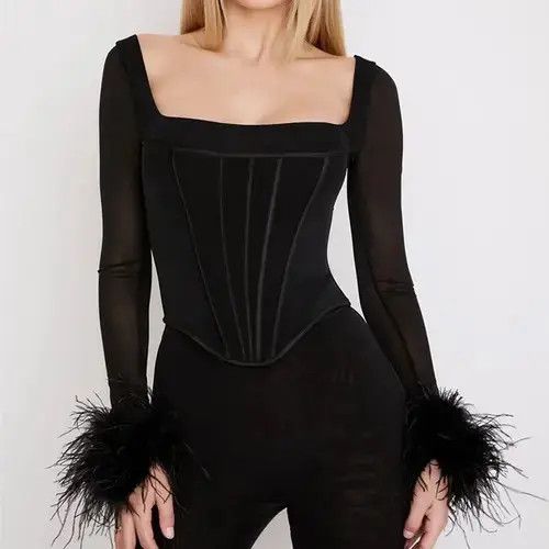 Japanese Brand Women Chic Crop Top Shapewear Skinny Blouse Size ONE SIZE - 5 Thumbnail