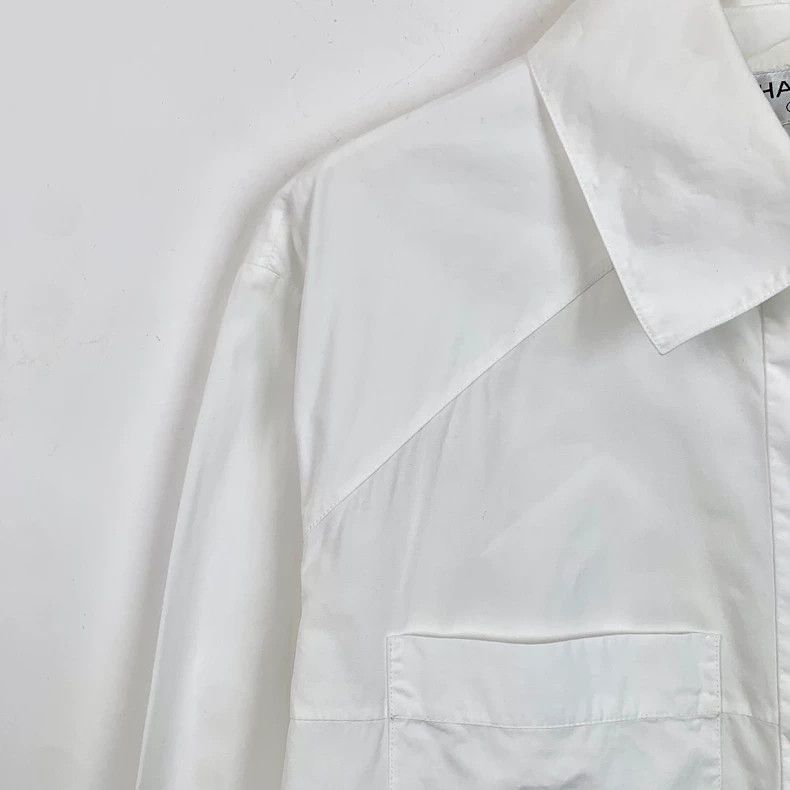 Chanel ChanelWhite gold buckle cotton lapel long-sleeved shirt 250 Size US XS / EU 42 / 0 - 3 Thumbnail