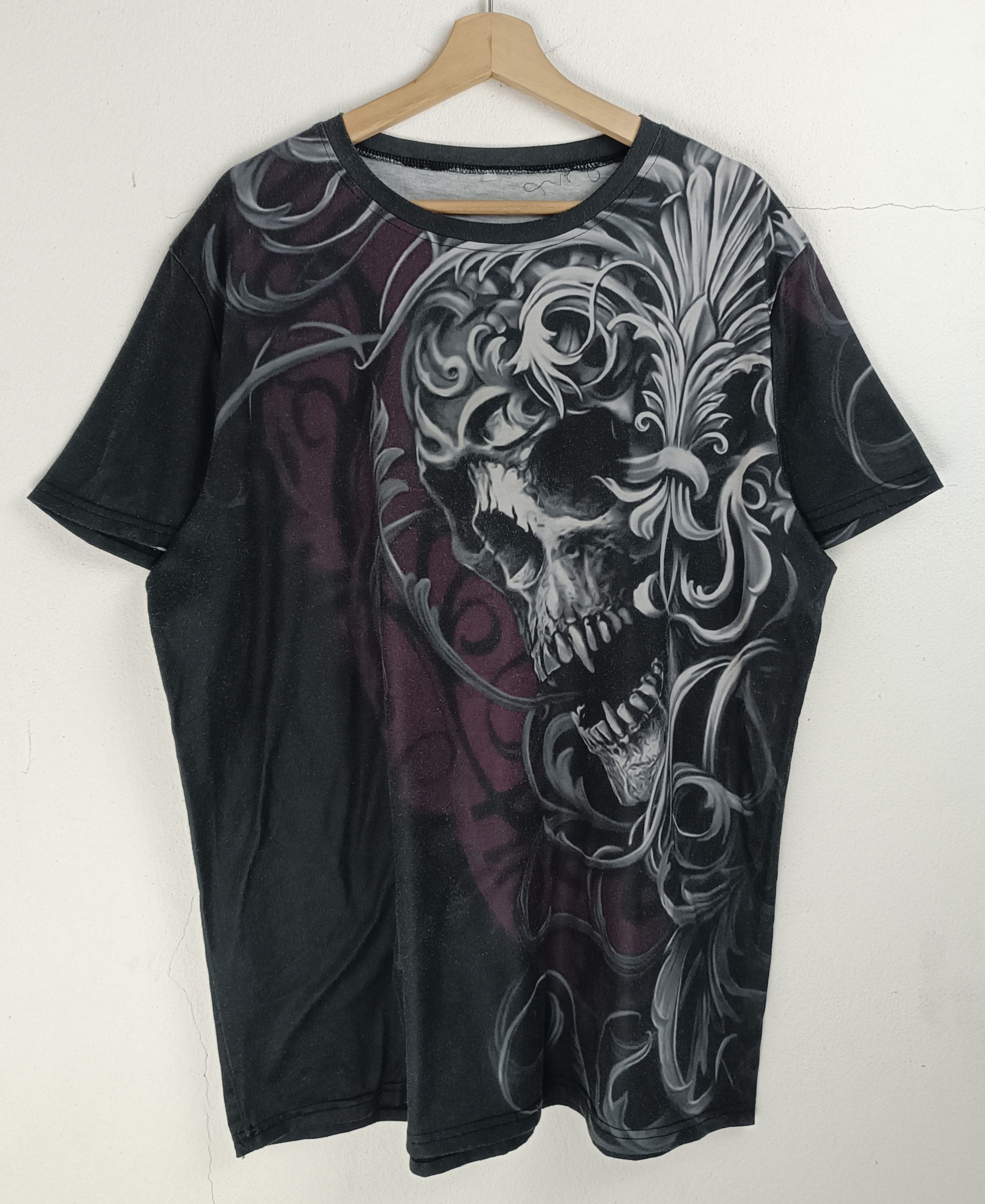 Other VINTAGE SKULLS TRIBAL FLOWER HORROR Y2K STYLE VERY RARE Size US L / EU 52-54 / 3 - 3 Thumbnail