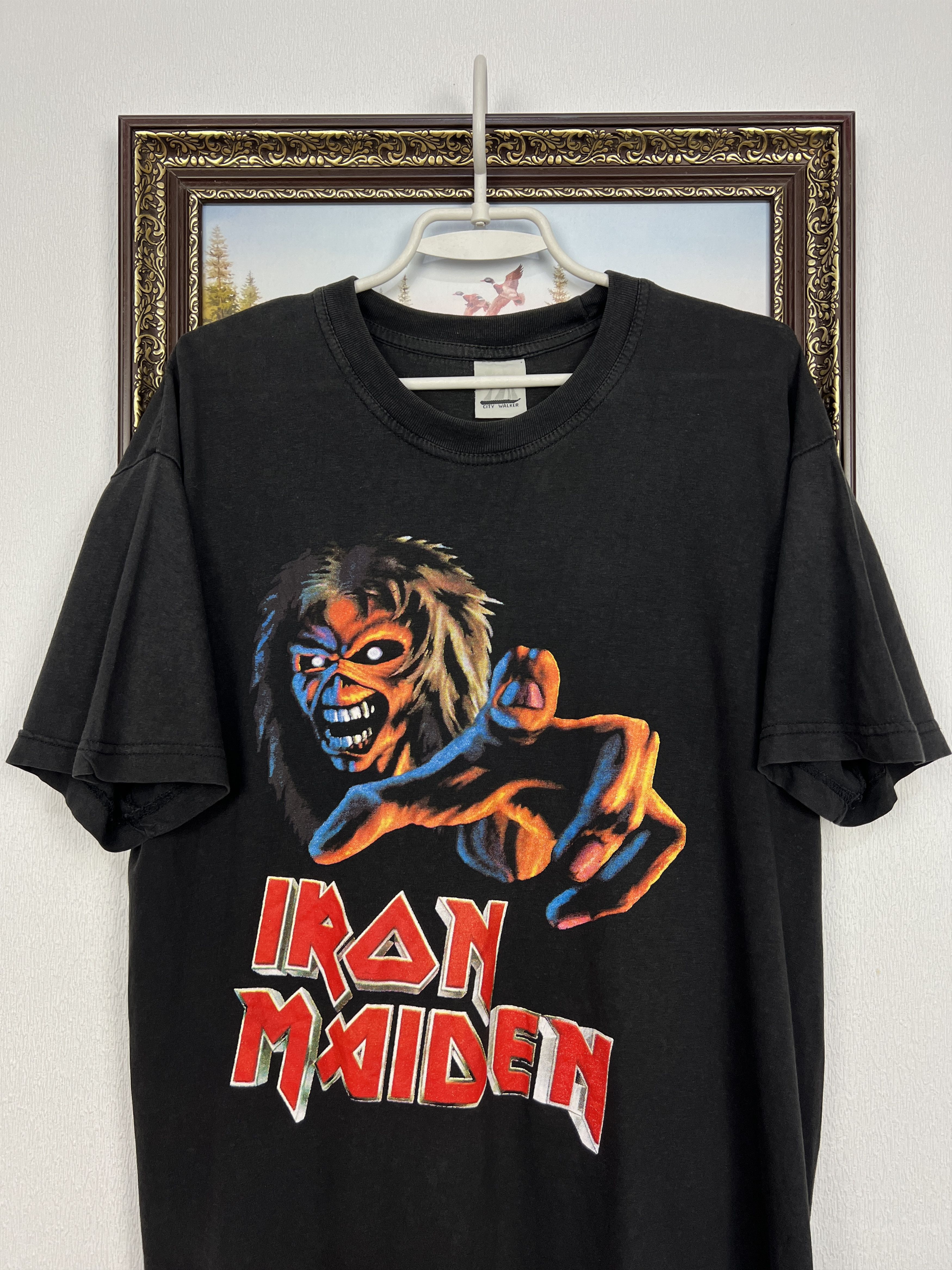 Vintage Vintage Iron Maiden Band Shirt Black Tee Over Print Grail Size US L / EU 52-54 / 3 - 2 Thumbnail
