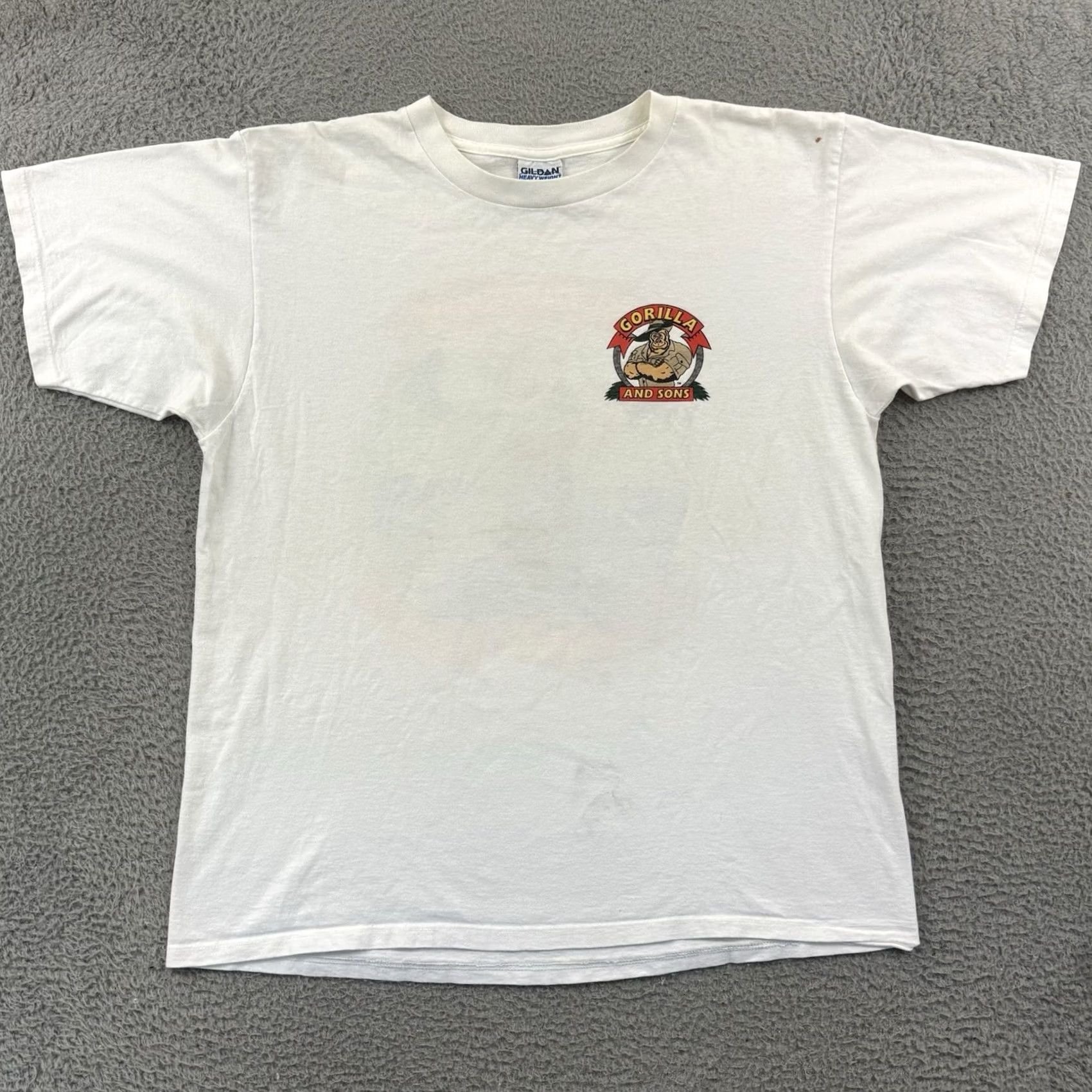 Gildan VINTAGE Gildan Fishing Shirt Mens XL White 90s Short Sleeve Nature Outdoor Graphic USA Size US XL / EU 56 / 4 - 2 Thumbnail