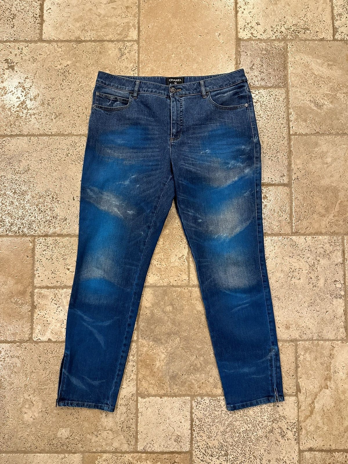Chanel Chanel Coco Decorative Gradient Blue Painted Denim Jeans Size 34" / US 12 / IT 48 - 1 Thumbnail
