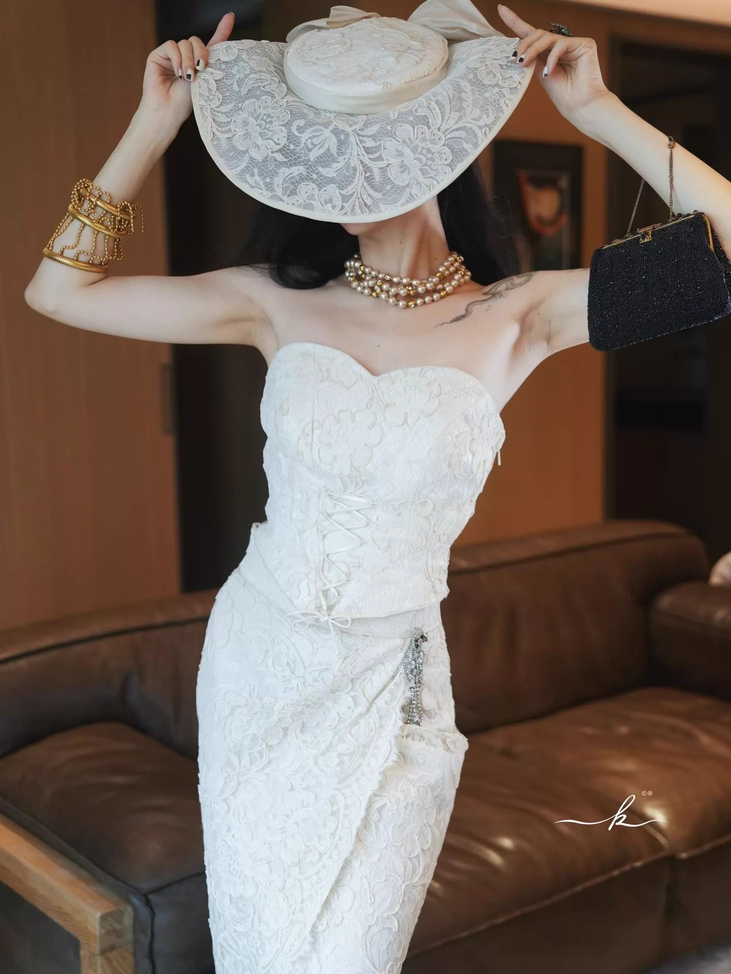 Other 1960s Italian Handmade 3-Piece Wedding Light Gown w/ Hat Size S / US 4 / IT 40 - 8 Thumbnail