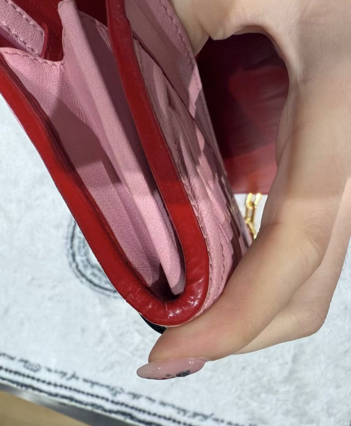 Miu Miu Miu Miu Chain Bag in Crinkled Pink Lambskin. Size ONE SIZE - 5 Thumbnail