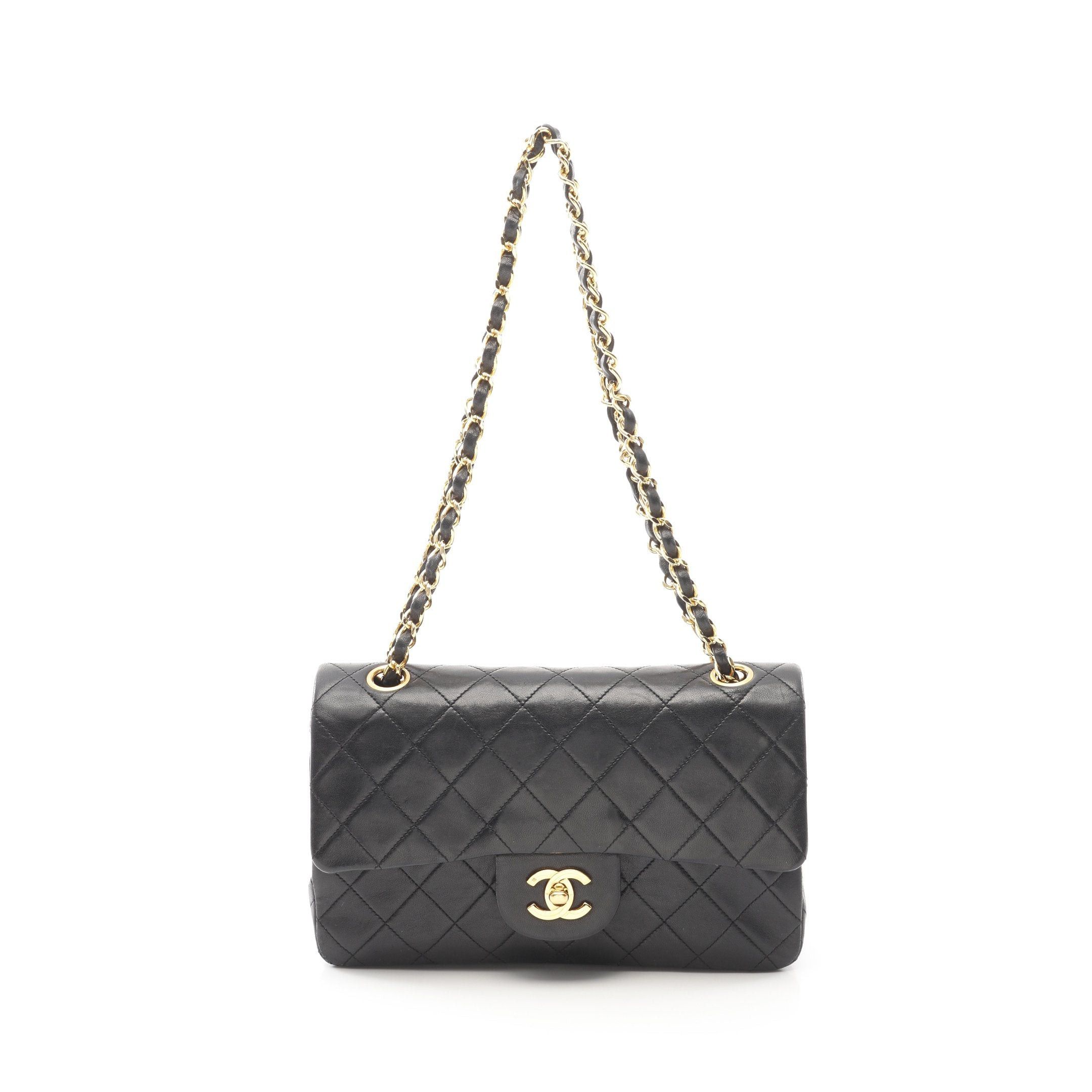 Chanel Chanel Matelasse Double Flap Chain Shoulder Bag Lambskin Black Gold Hardware Size ONE SIZE - 1 Thumbnail